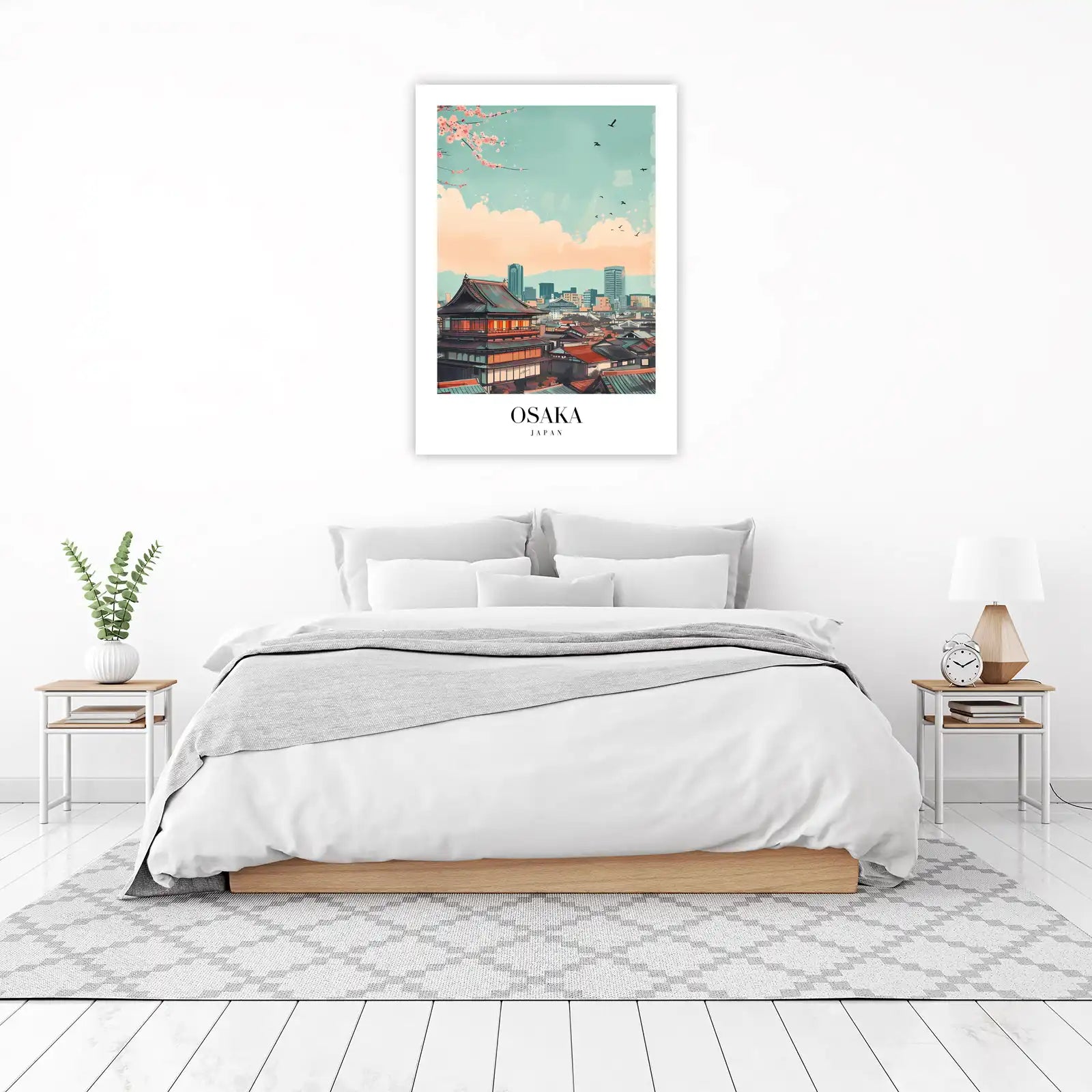 Osaka Cityscape Cherry Blossom Wall Art
