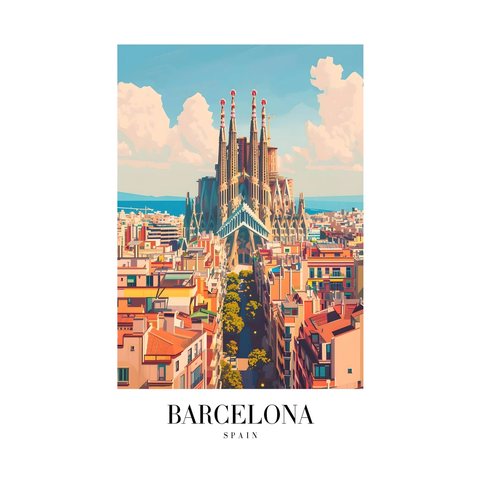 Barcelona Sagrada Familia Skyline Wall Art