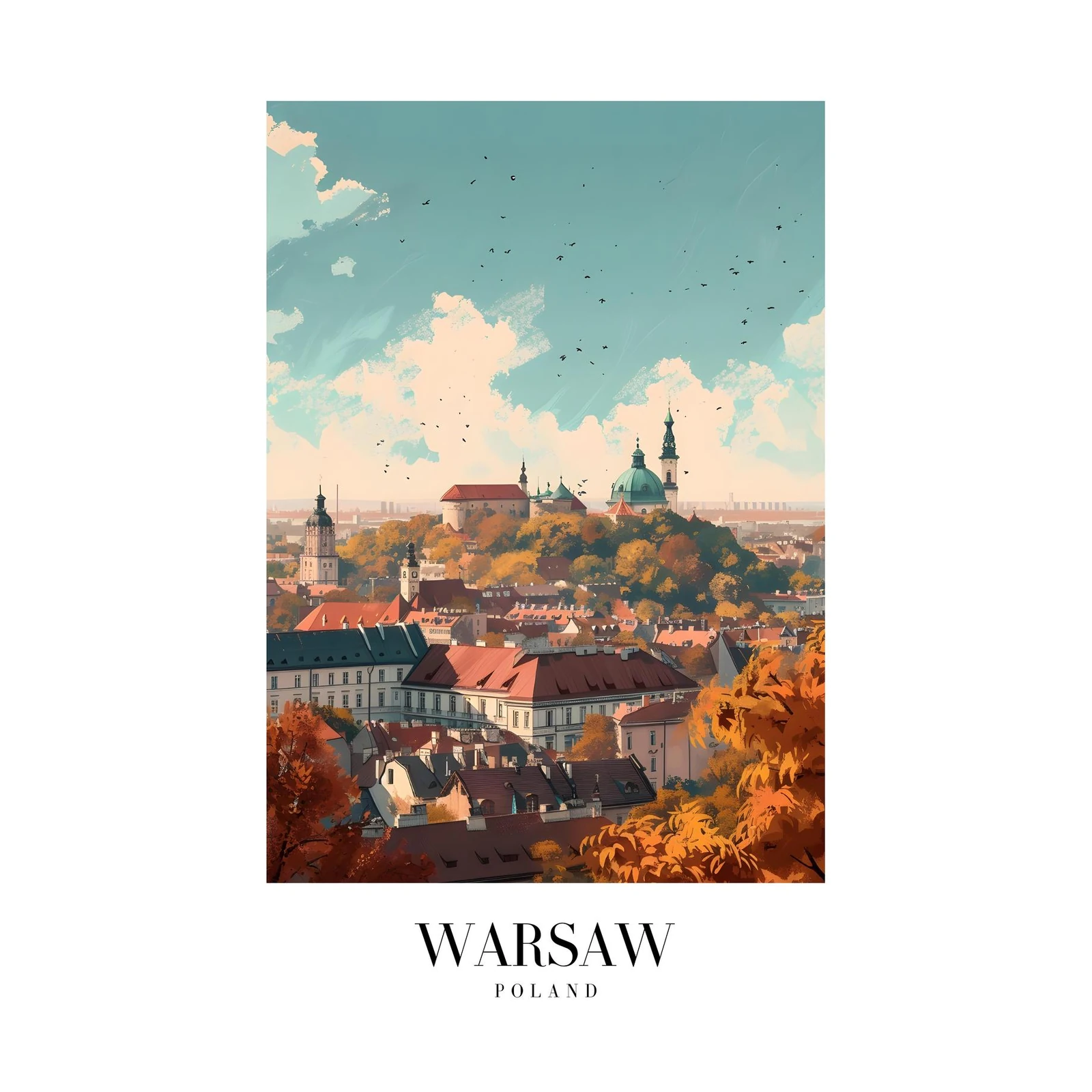 Autumn Warsaw Skyline Wall Art