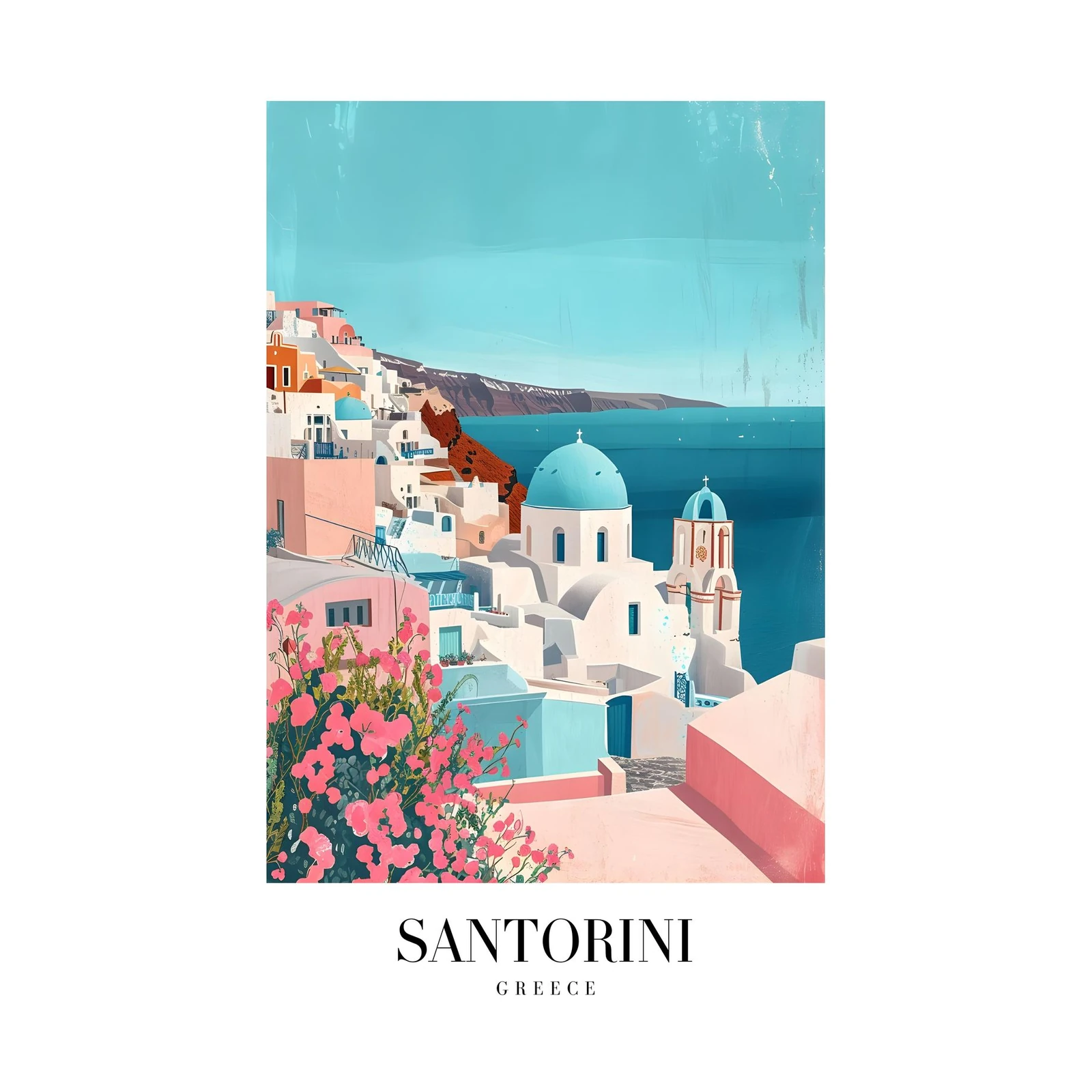 Santorini Greece Coastal Village Wall Art