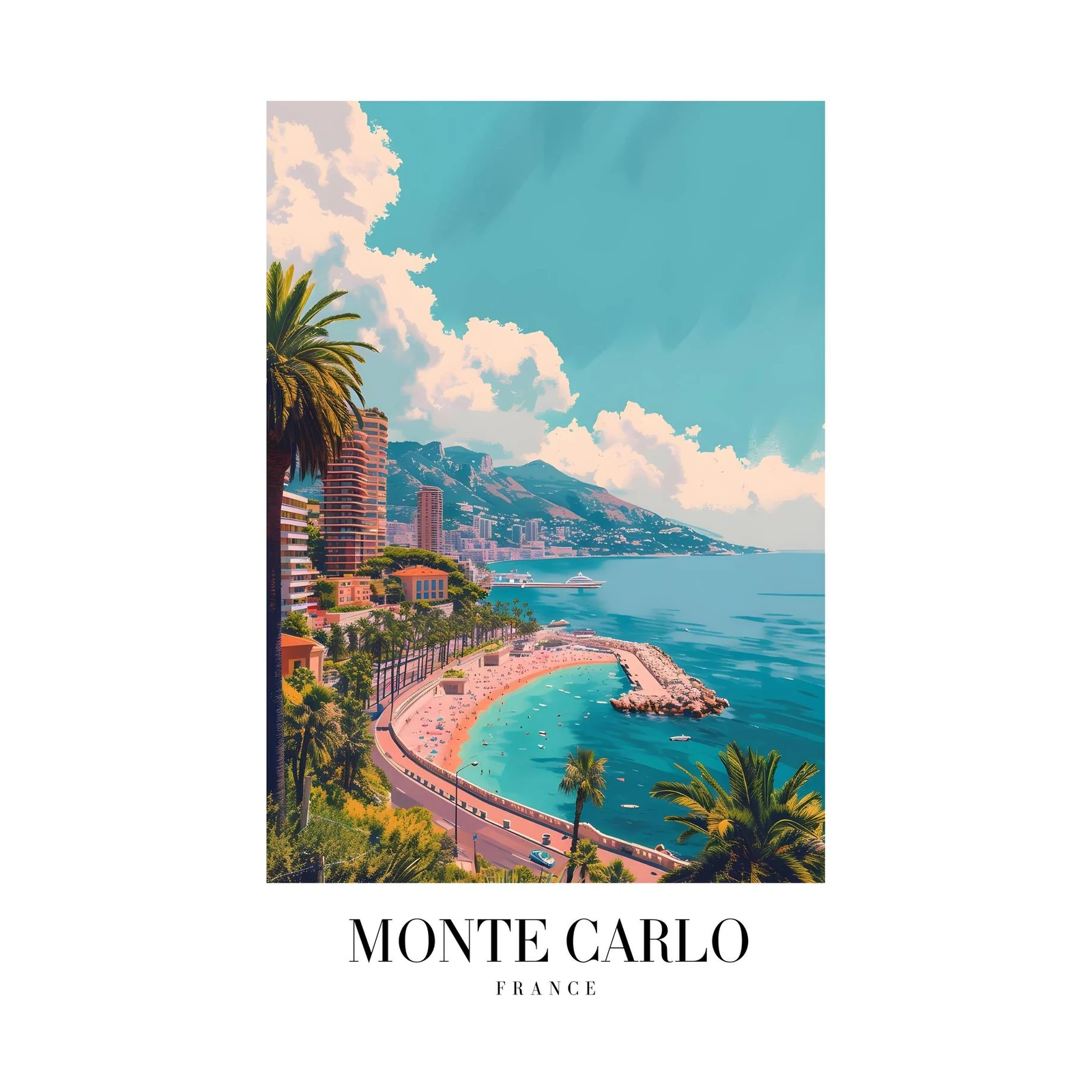 Monte Carlo Beach Scenic View Wall Art