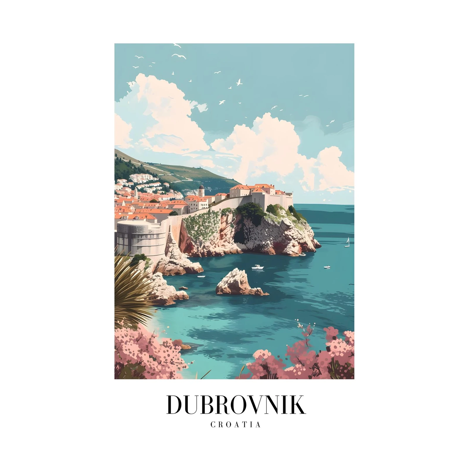 Serene Dubrovnik Coastal View Wall Art