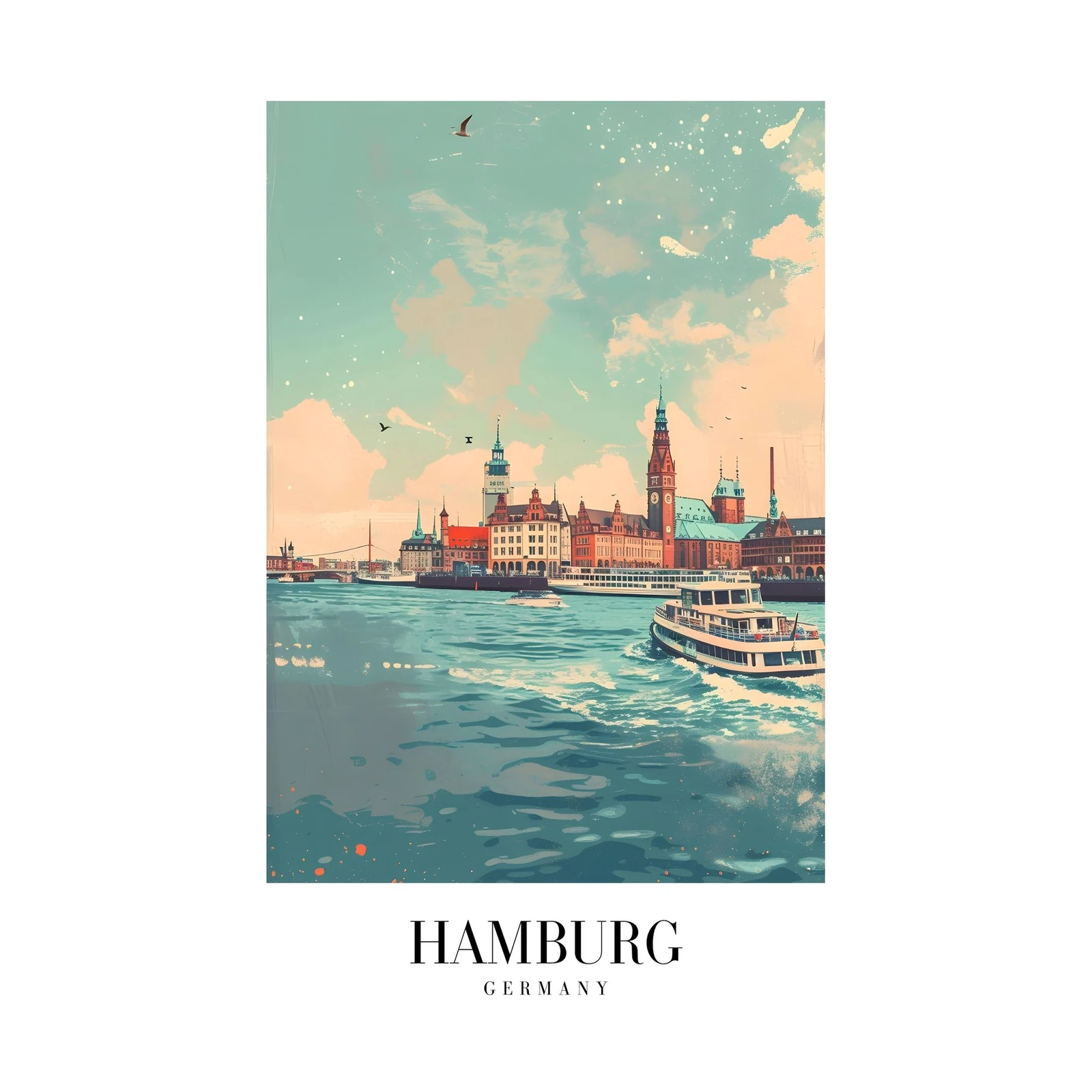 Vibrant Hamburg Harbor Scenic Wall Art
