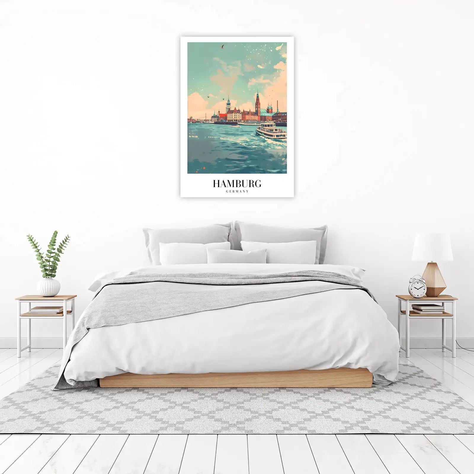 Vibrant Hamburg Harbor Scenic Wall Art