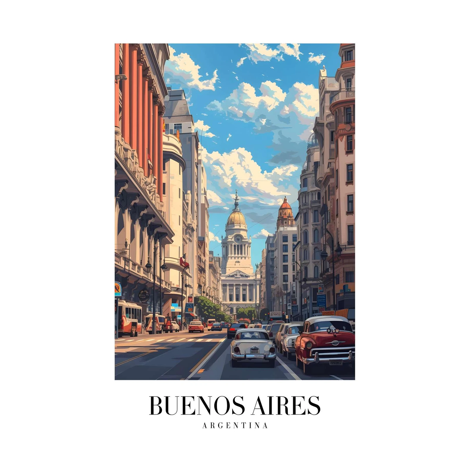 Vibrant Buenos Aires Street Scene Wall Art