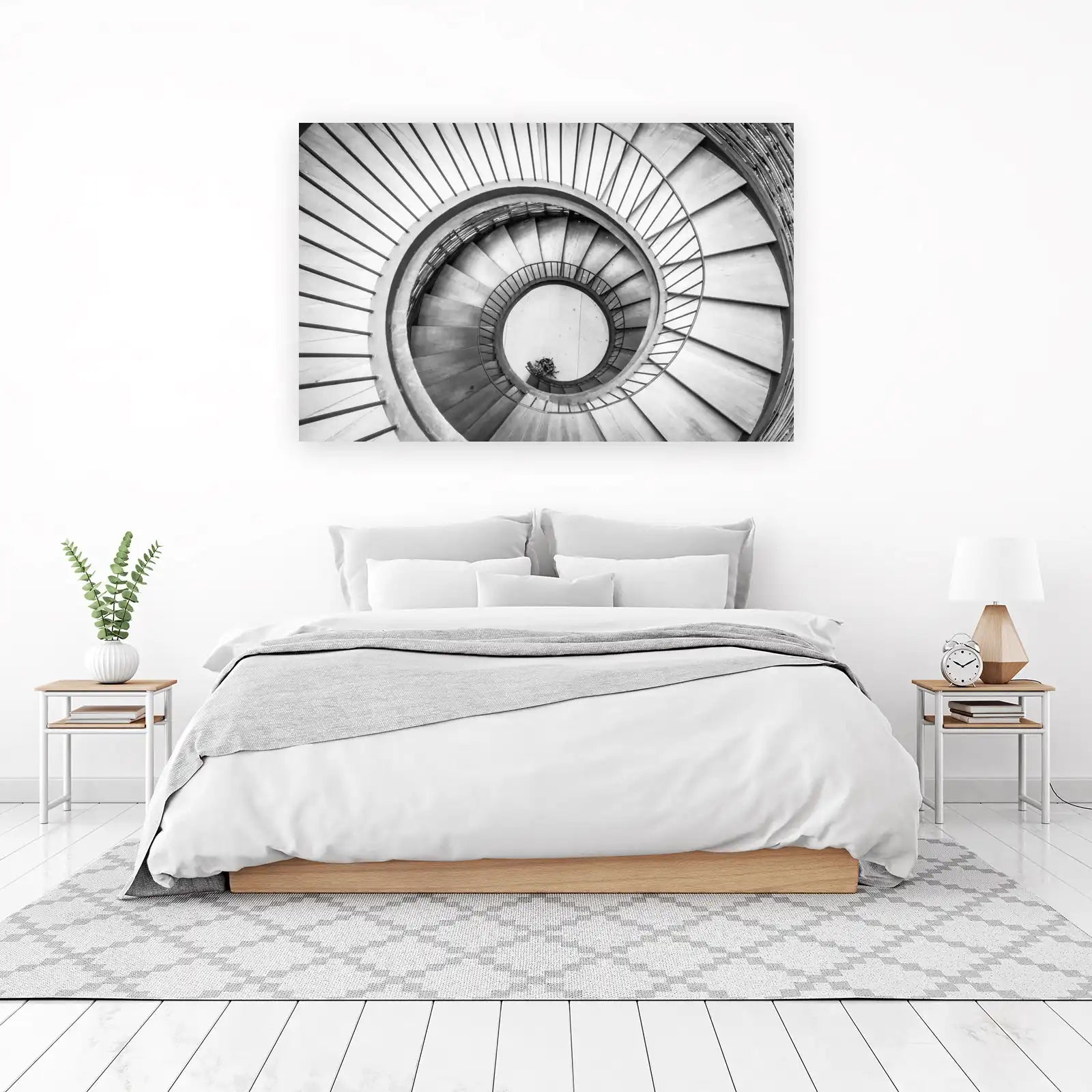 Modern Spiral Staircase Black & White Wall Art