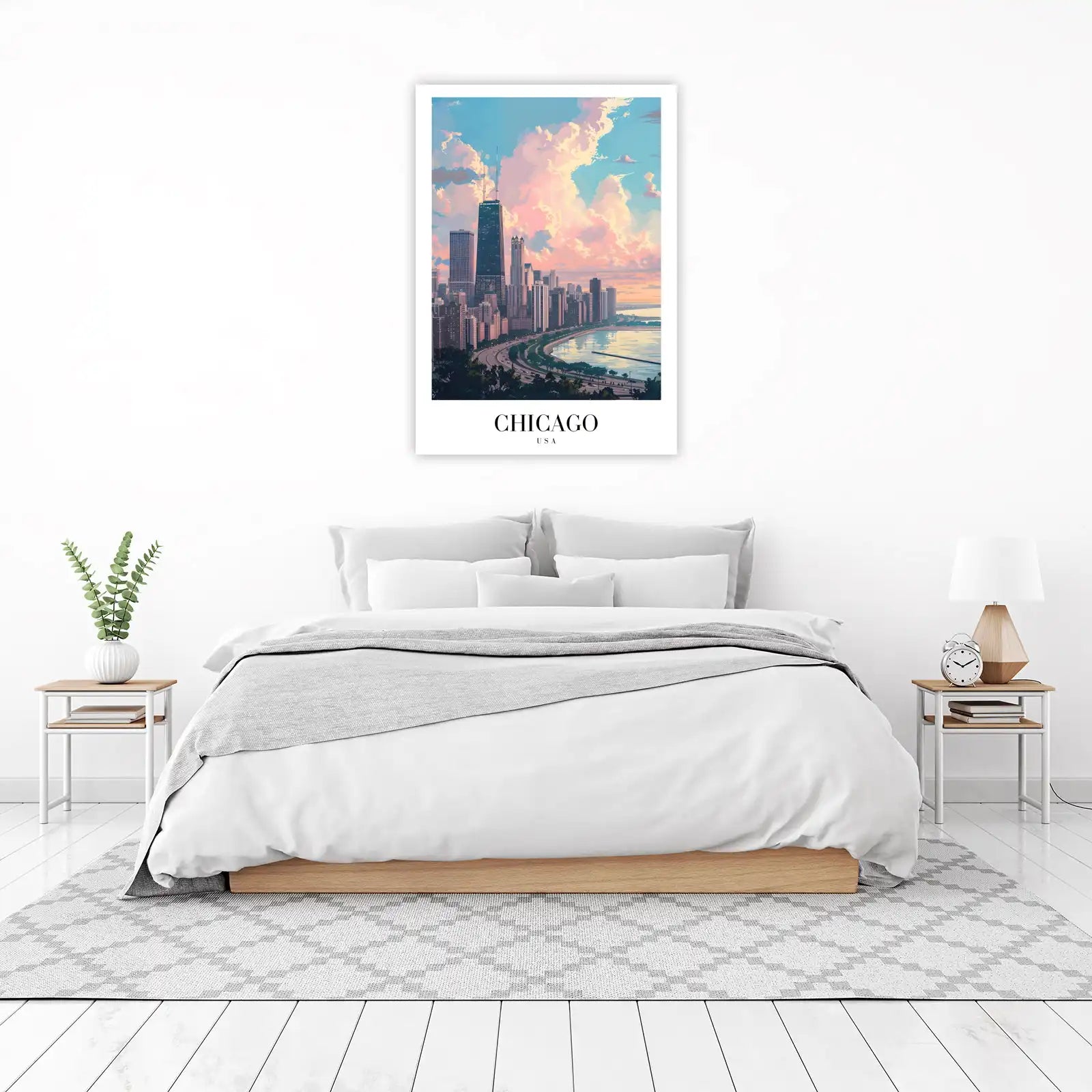 Chicago Skyline Sunset Wall Art