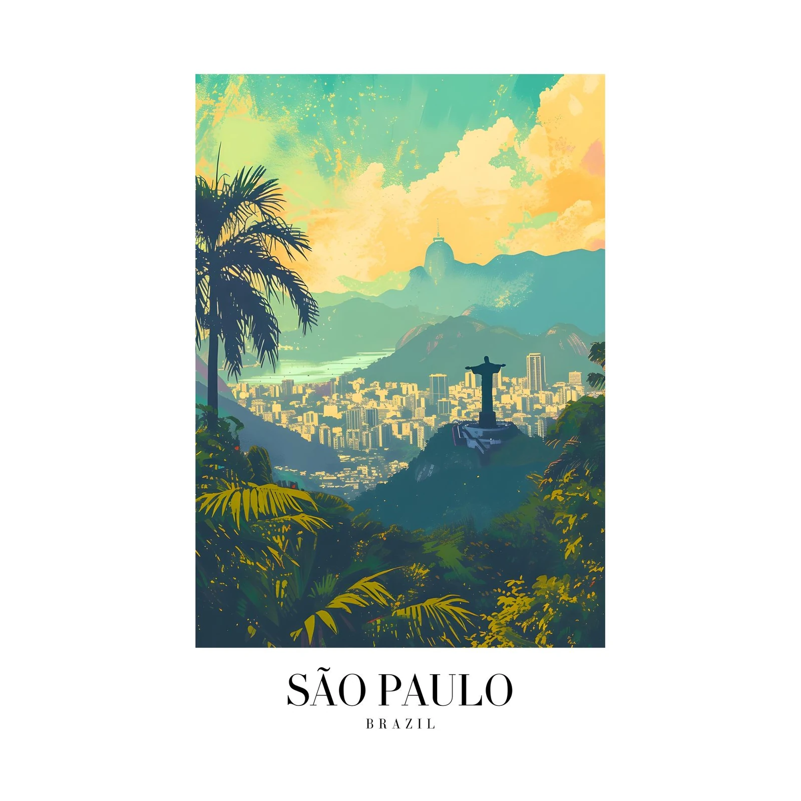 São Paulo Cityscape & Christ the Redeemer Wall Art