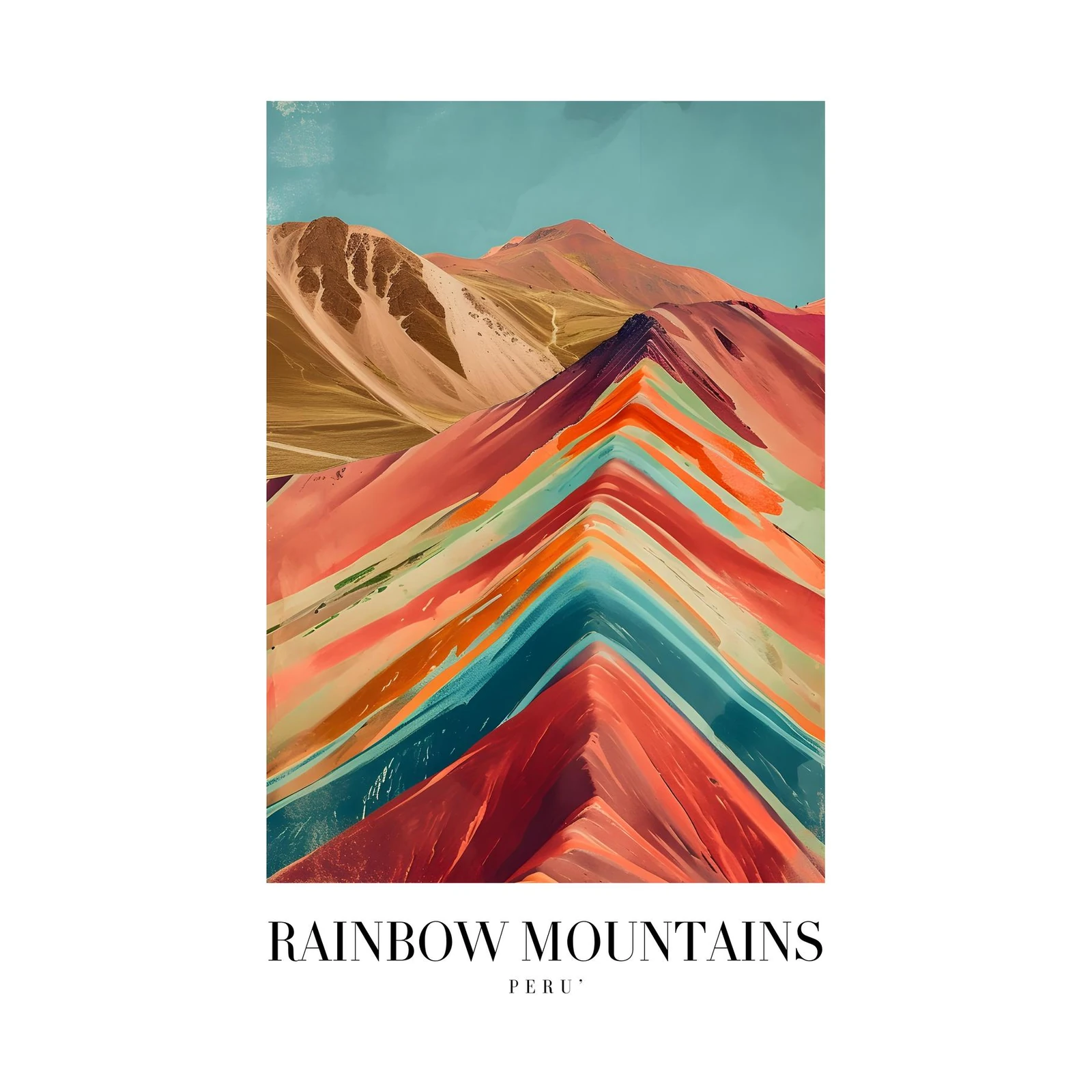Vibrant Rainbow Mountains Peru Wall Art