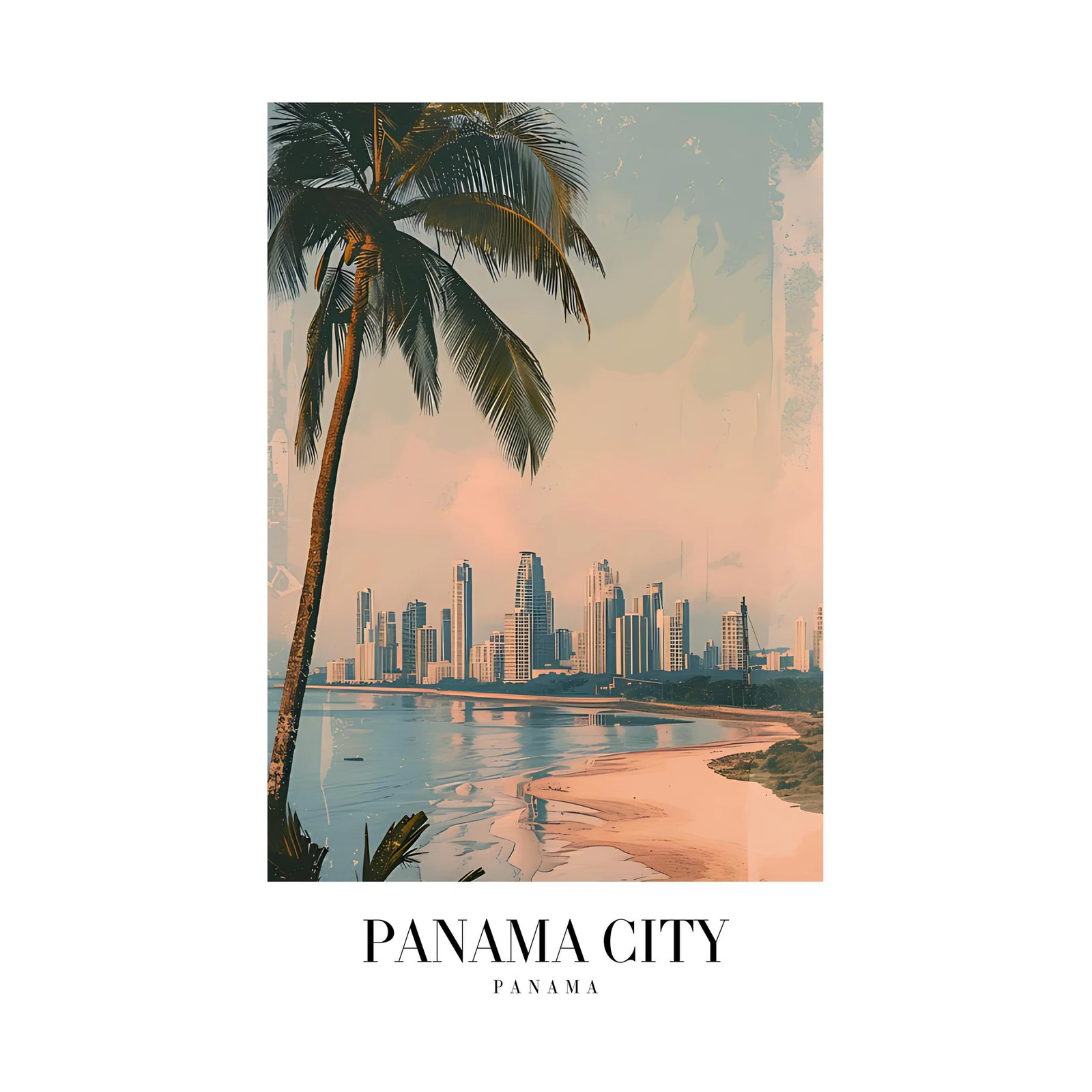 Tropical Panama City Beach Skyline Wall Art