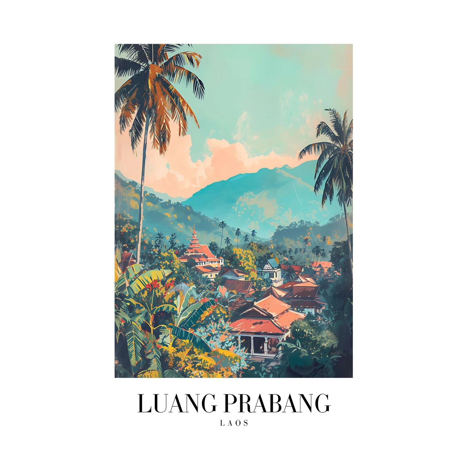 Luang Prabang Tropical Village Wall Art