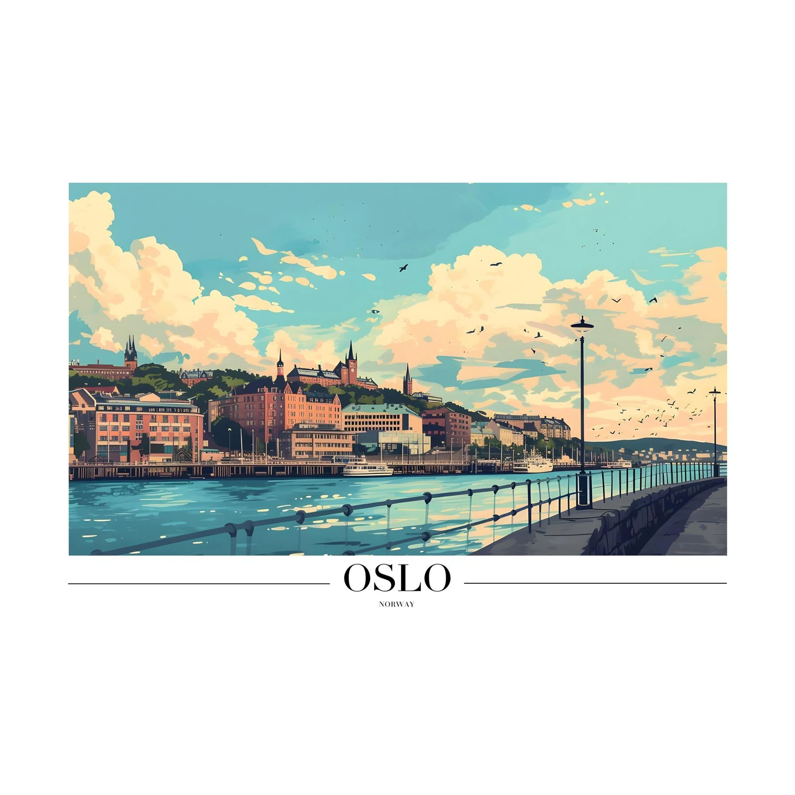 Vibrant Oslo Waterfront Wall Art