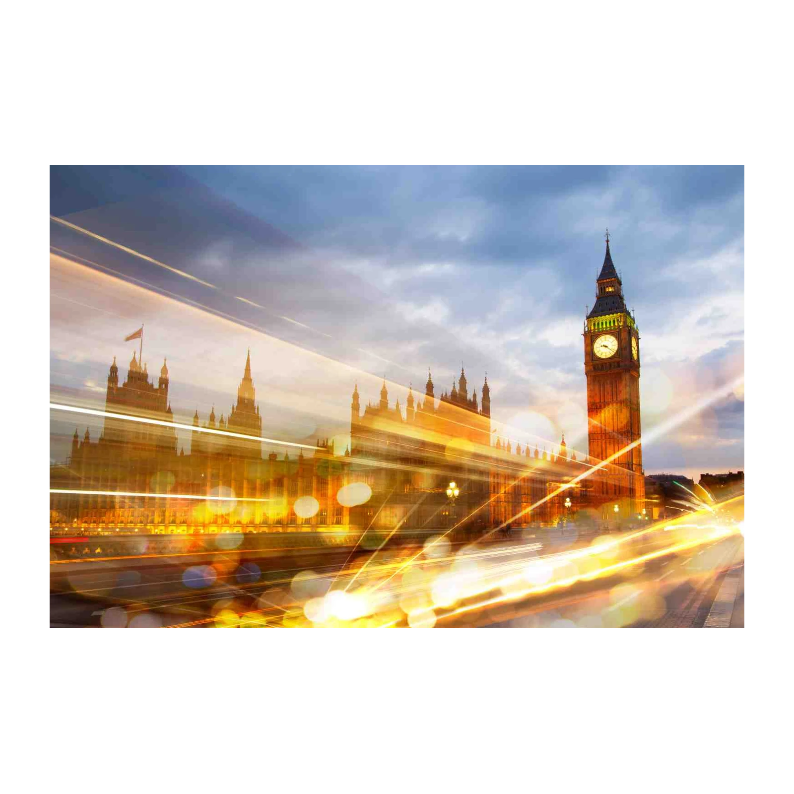 London Cityscape Big Ben Light Streaks Wall Art