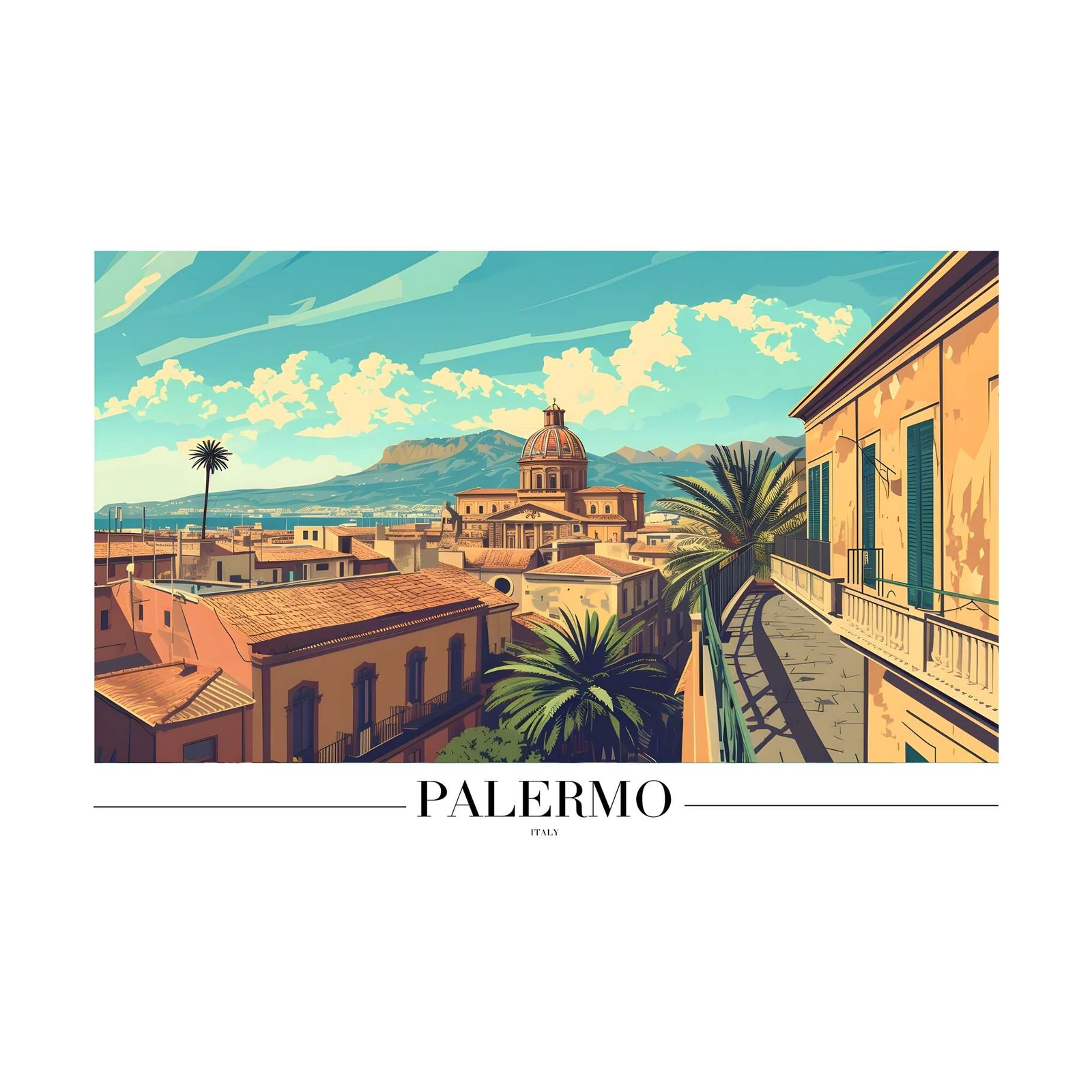 Palermo Cityscape Wall Art - Italy Travel Art