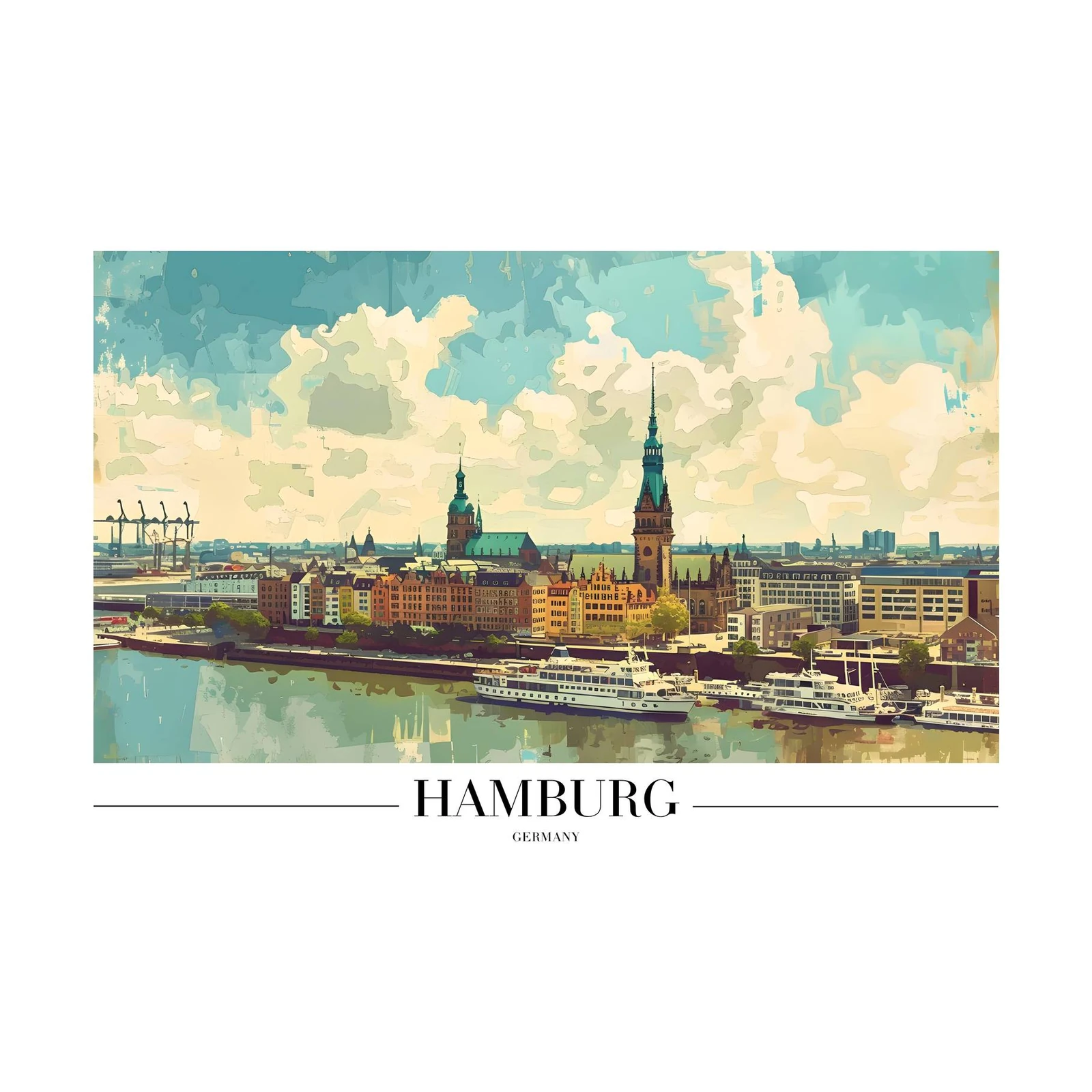 Vibrant Hamburg Skyline Wall Art