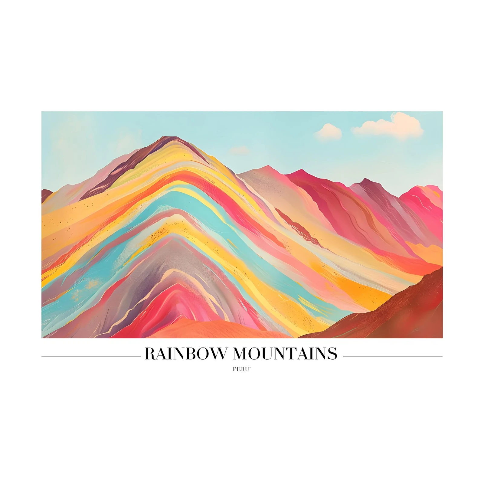 Vibrant Rainbow Mountains Peru Wall Art