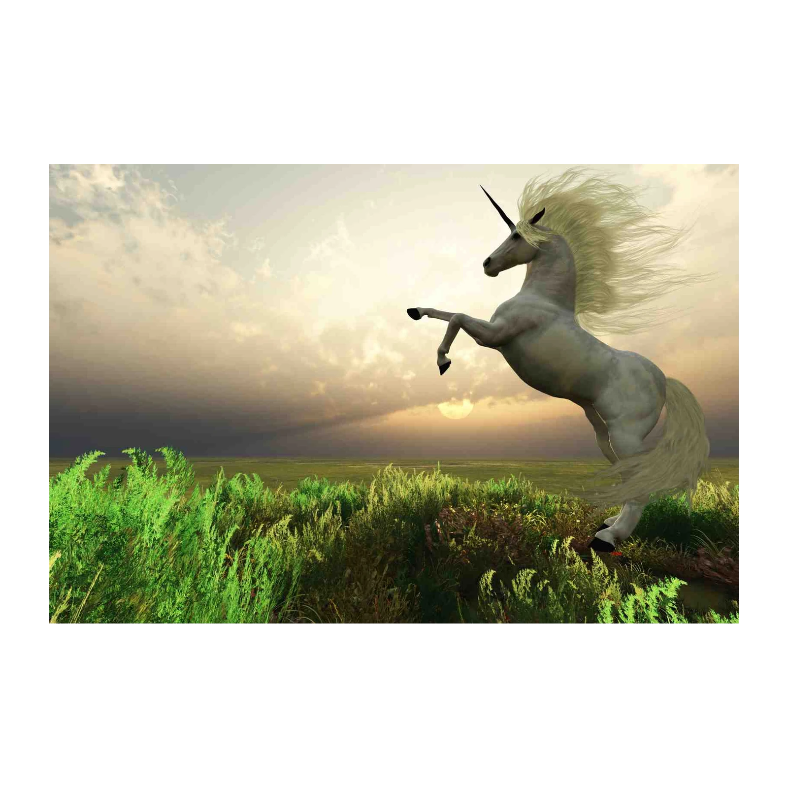 Majestic Unicorn Sunset Meadow Wall Art