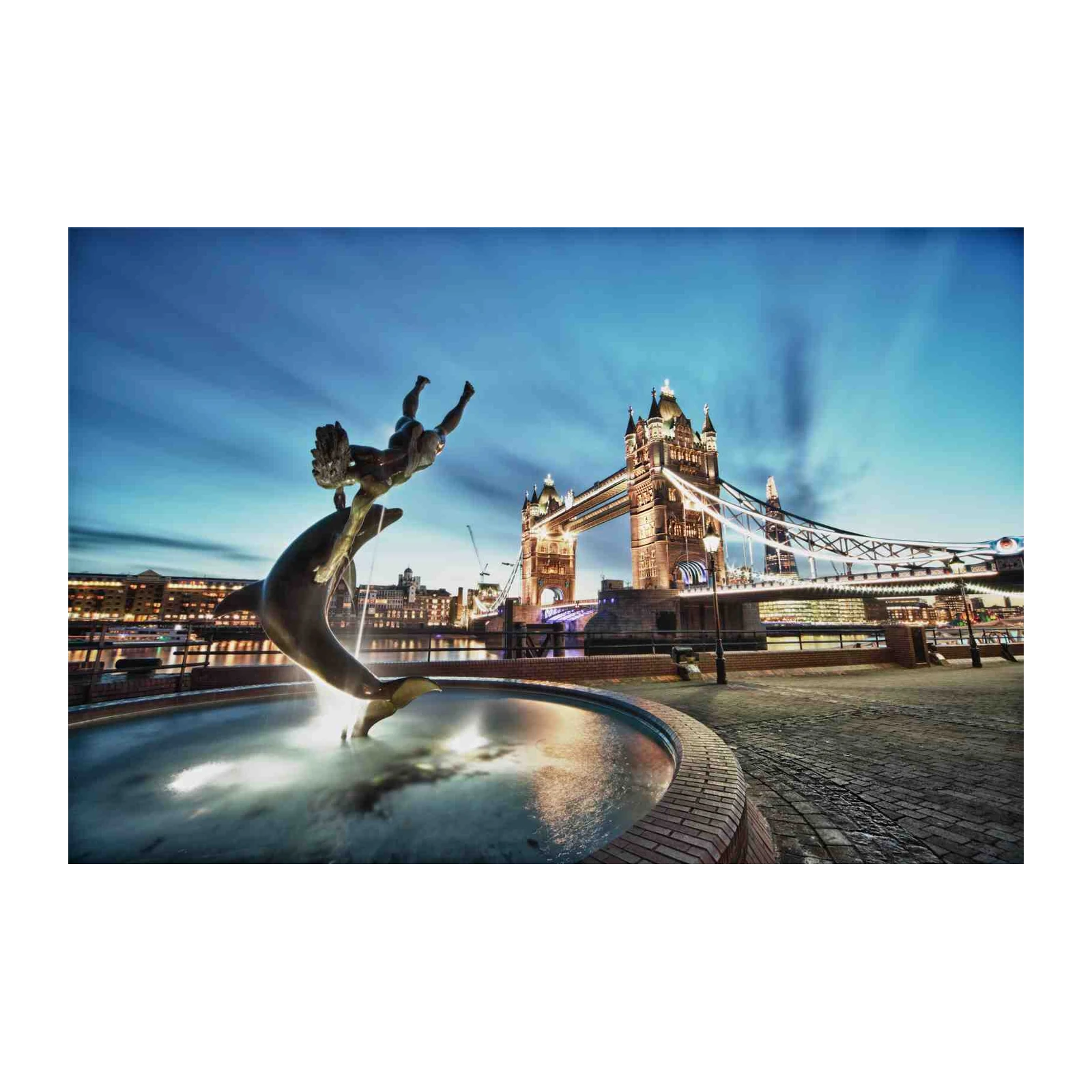 London Tower Bridge Dolphin Fountain Wall Art