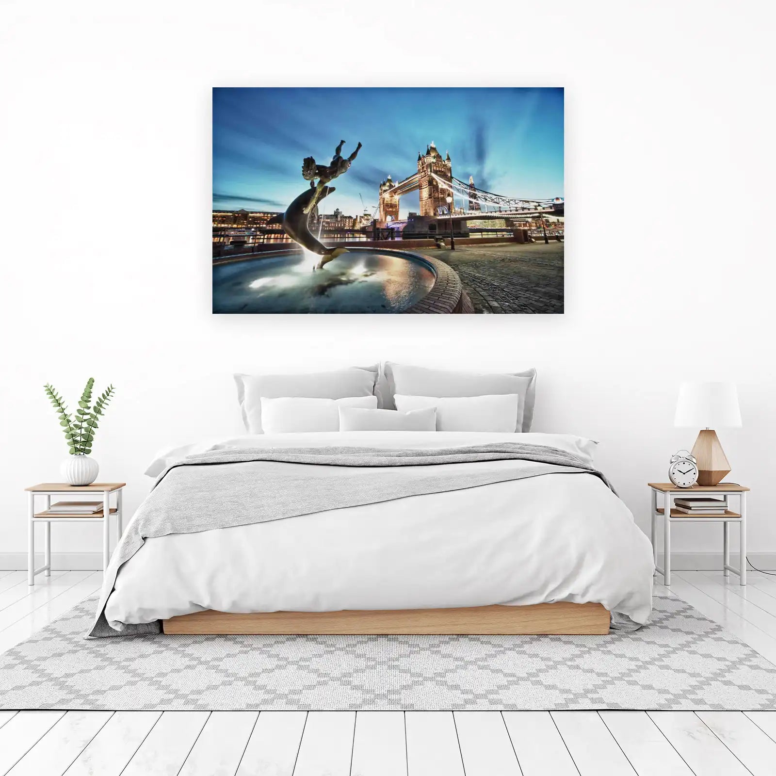 London Tower Bridge Dolphin Fountain Wall Art