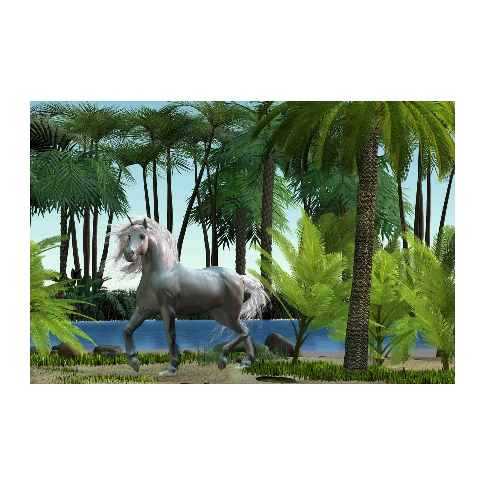 Majestic Unicorn Tropical Jungle Wall Art