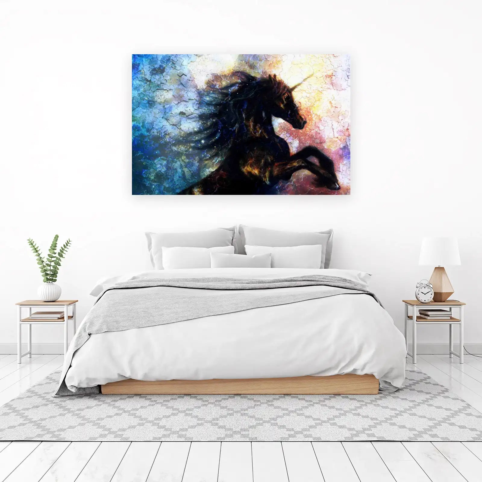 Mystic Black Unicorn Textured Wall Art