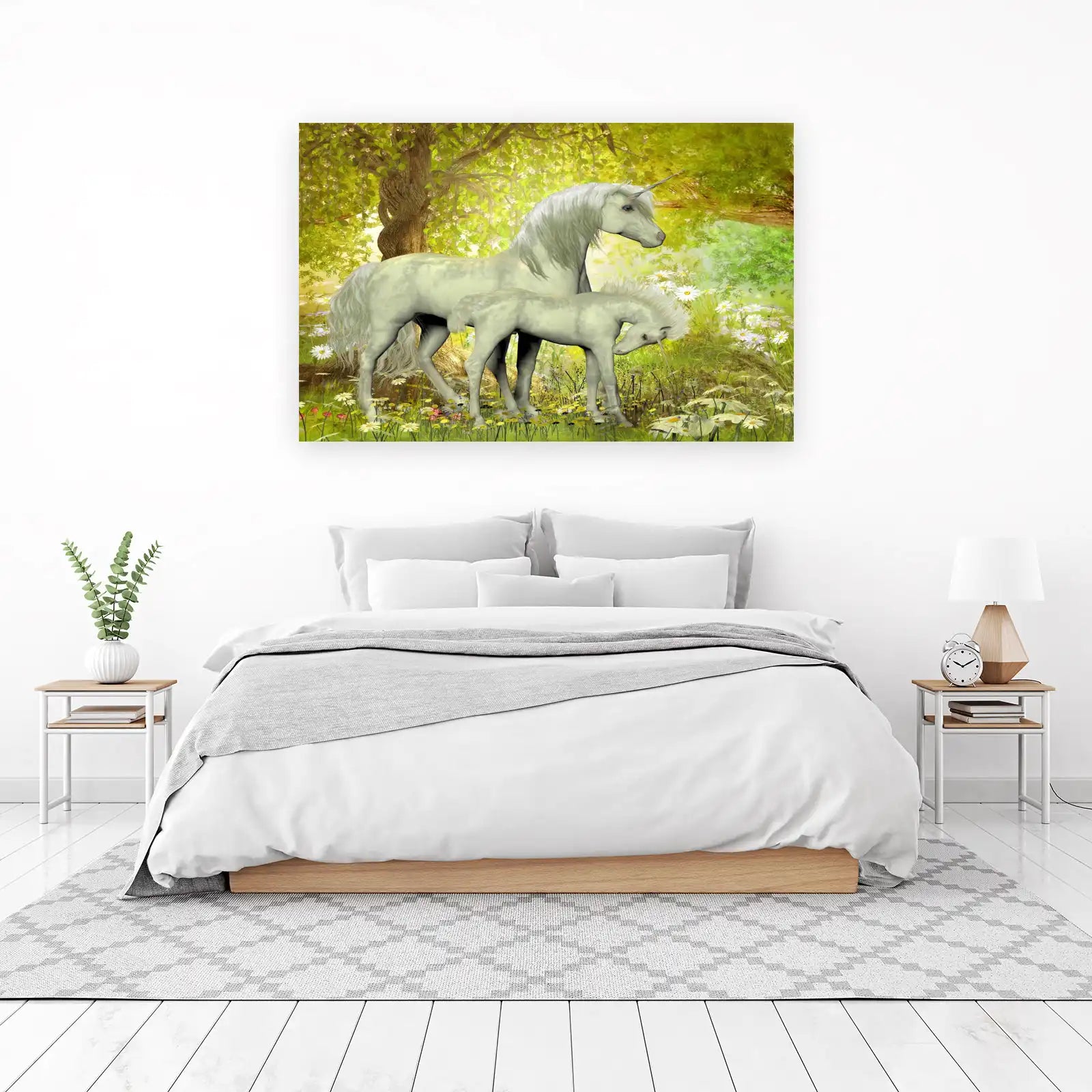 Enchanting Unicorn Family Meadow Wall Art