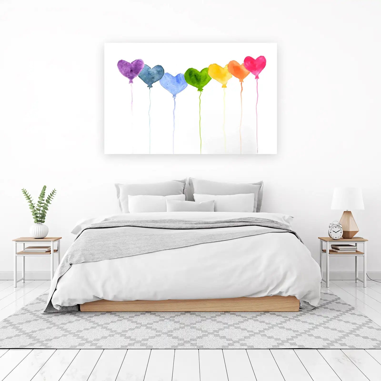 Watercolor Heart Balloons Wall Art