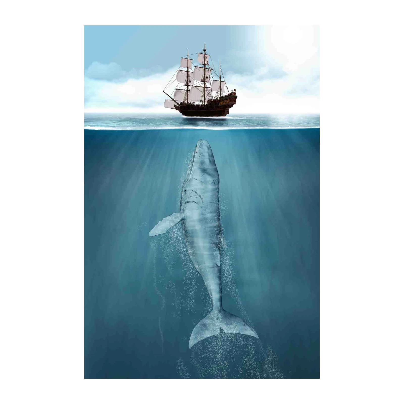 Majestic Whale & Ship Nautical Wall Art