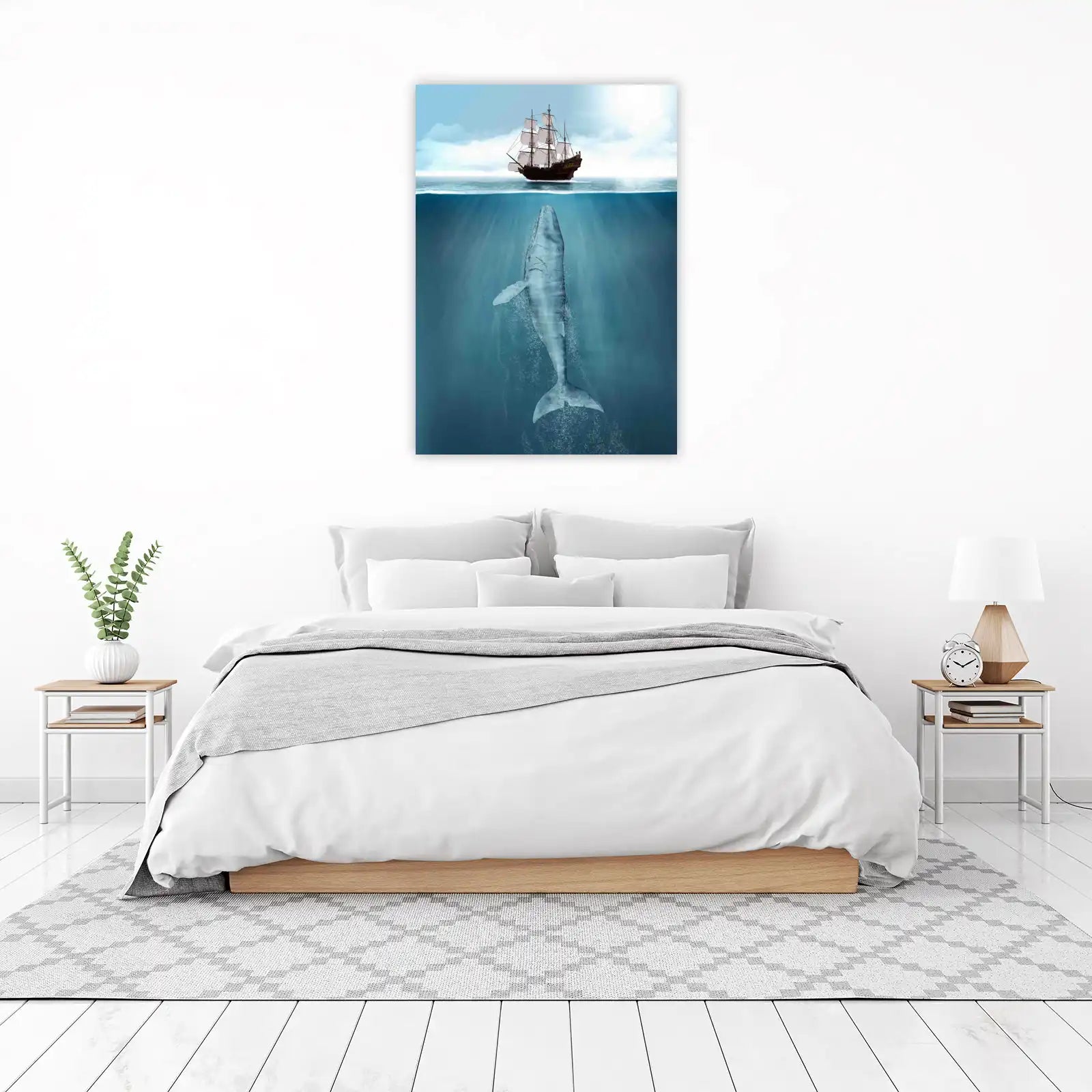 Majestic Whale & Ship Nautical Wall Art