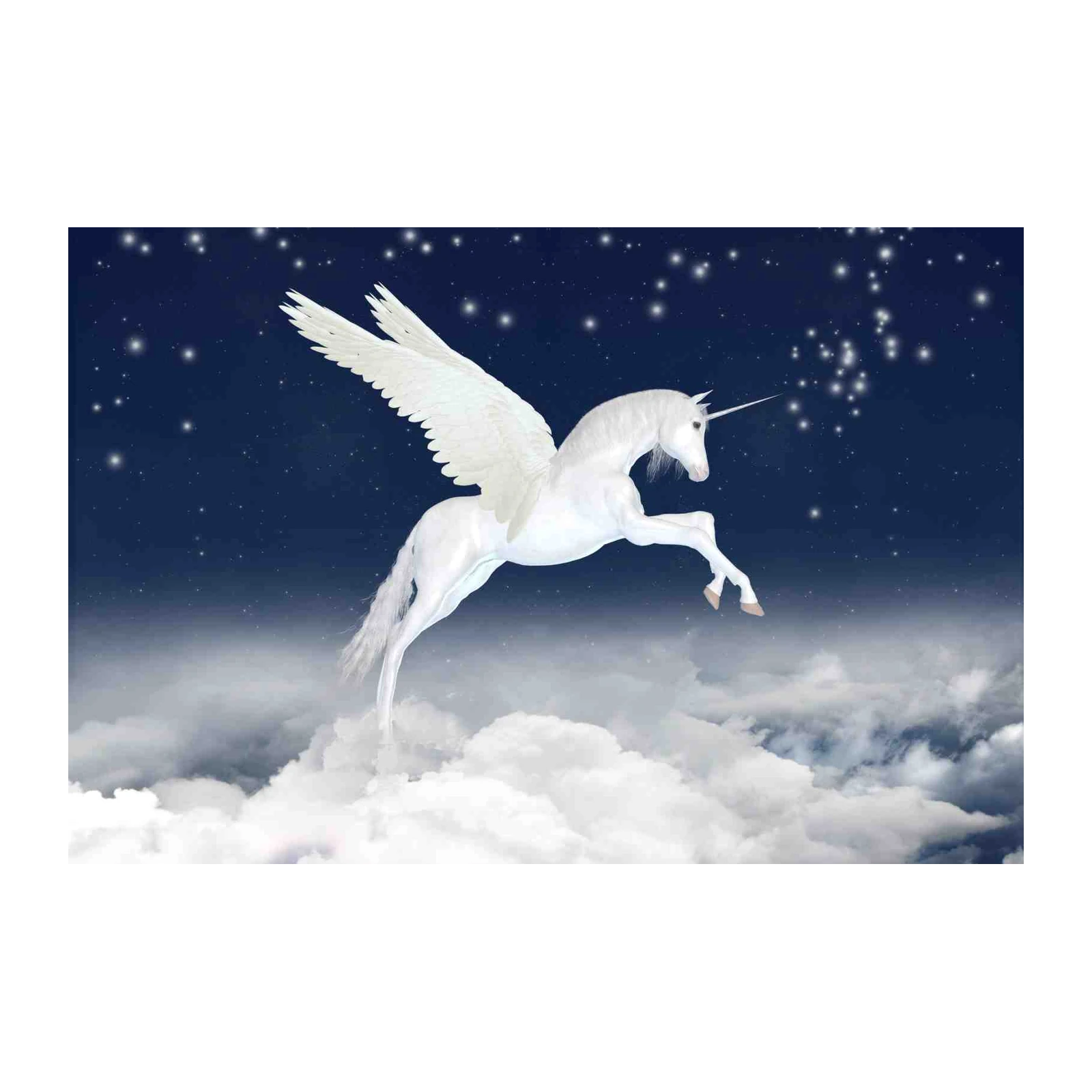 Majestic Winged Unicorn Over Clouds Wall Art