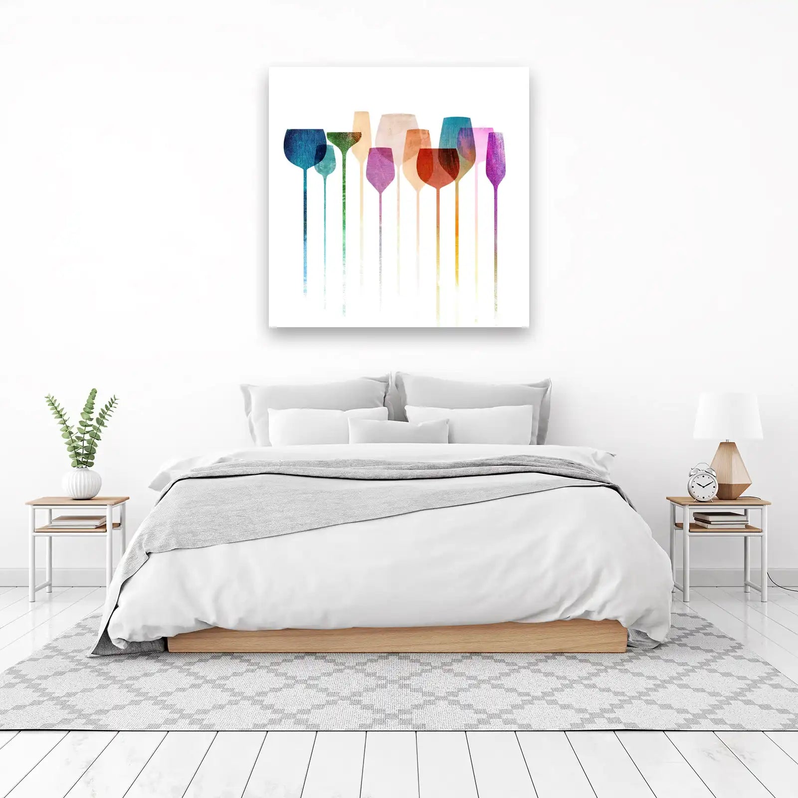 Vibrant Wine Glass Collection Wall Art