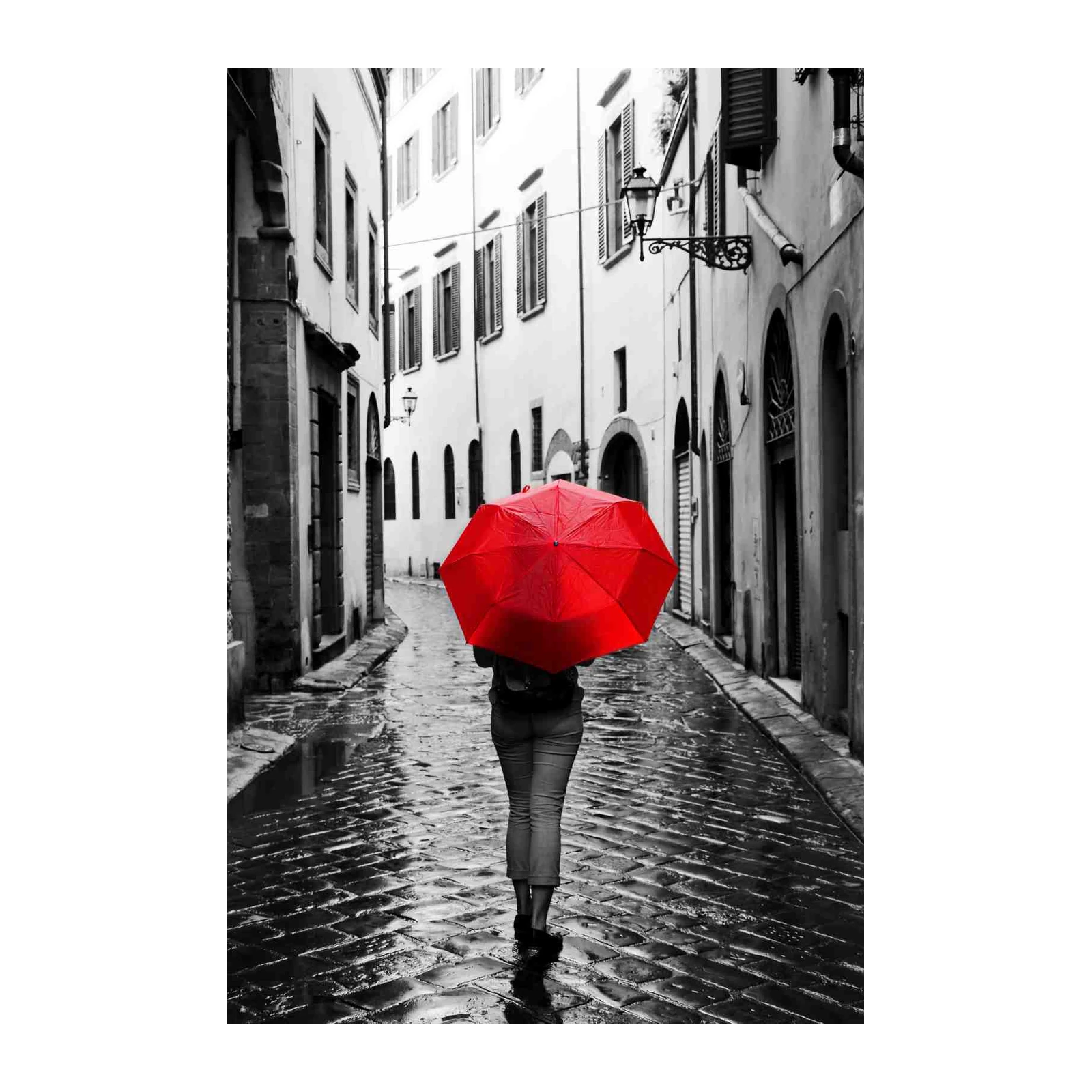 Red Umbrella Alley Paris Wall Art