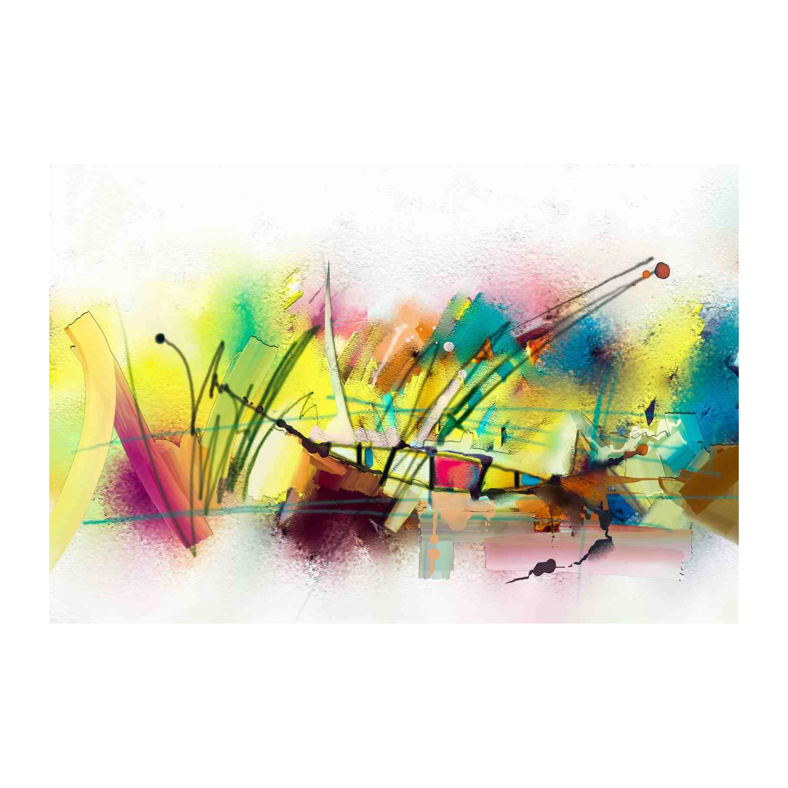 Abstract Expressionist Yellow Floral Wall Art