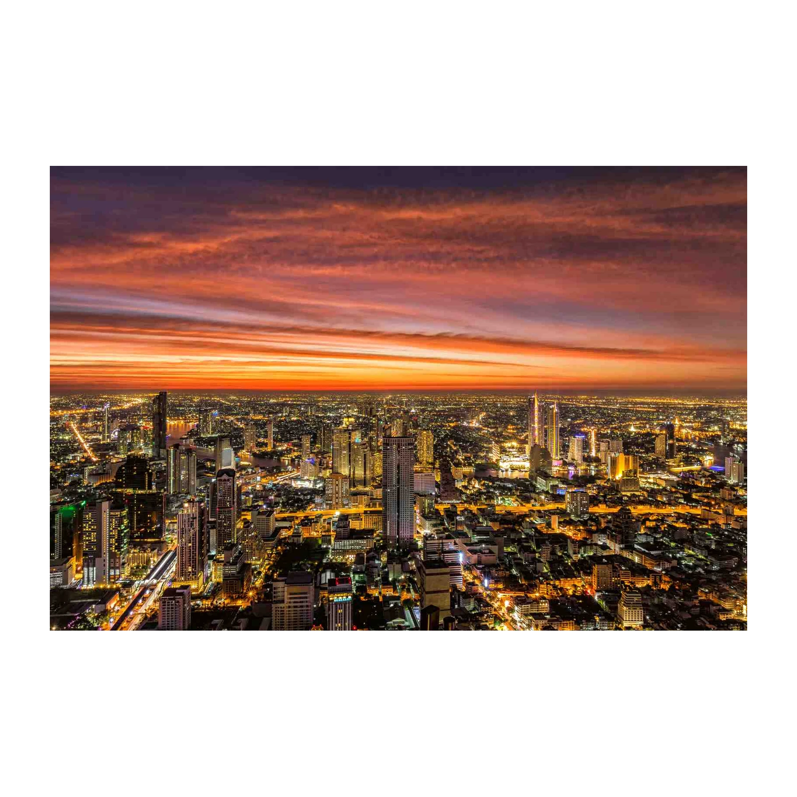 Vibrant Cityscape Sunset Wall Art