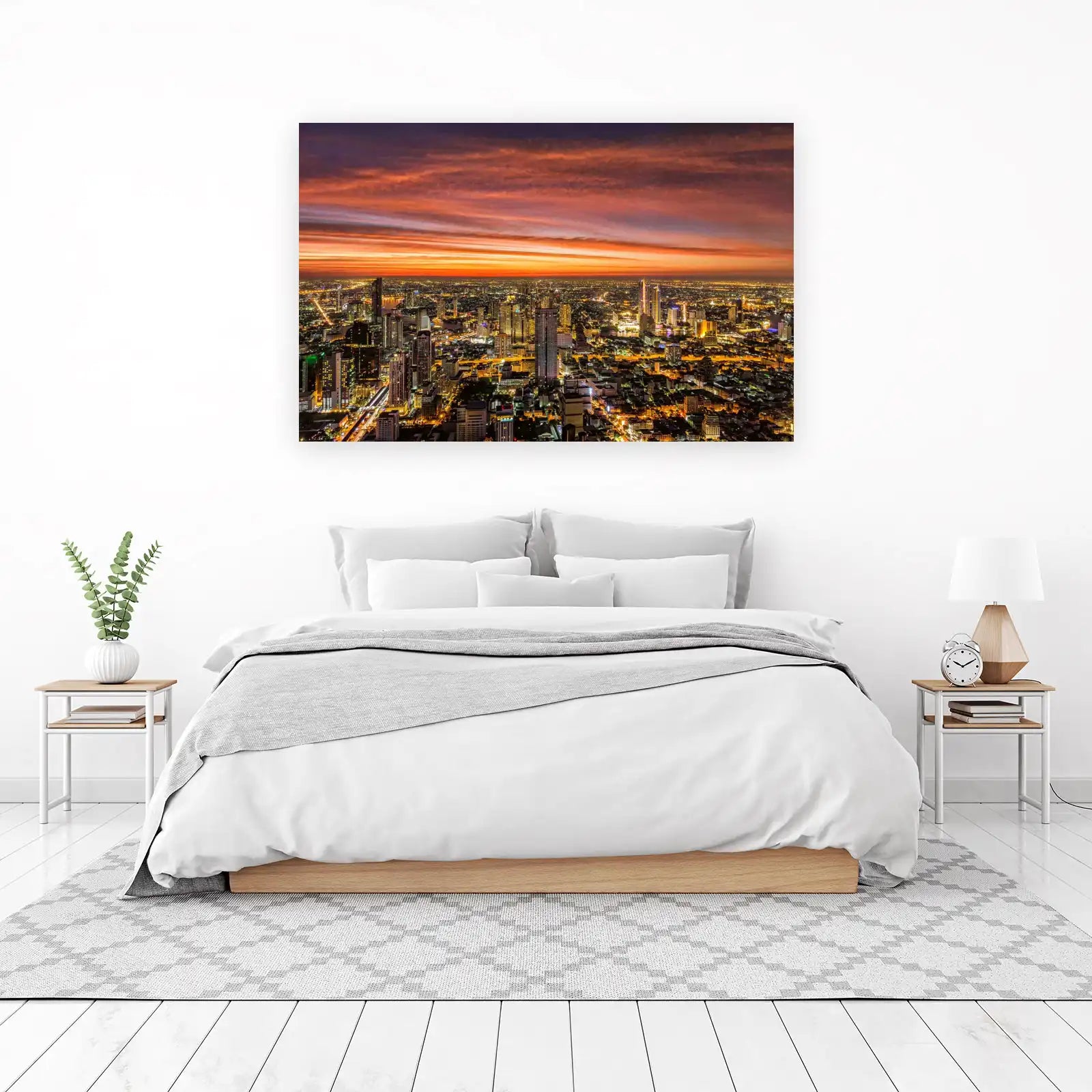 Vibrant Cityscape Sunset Wall Art
