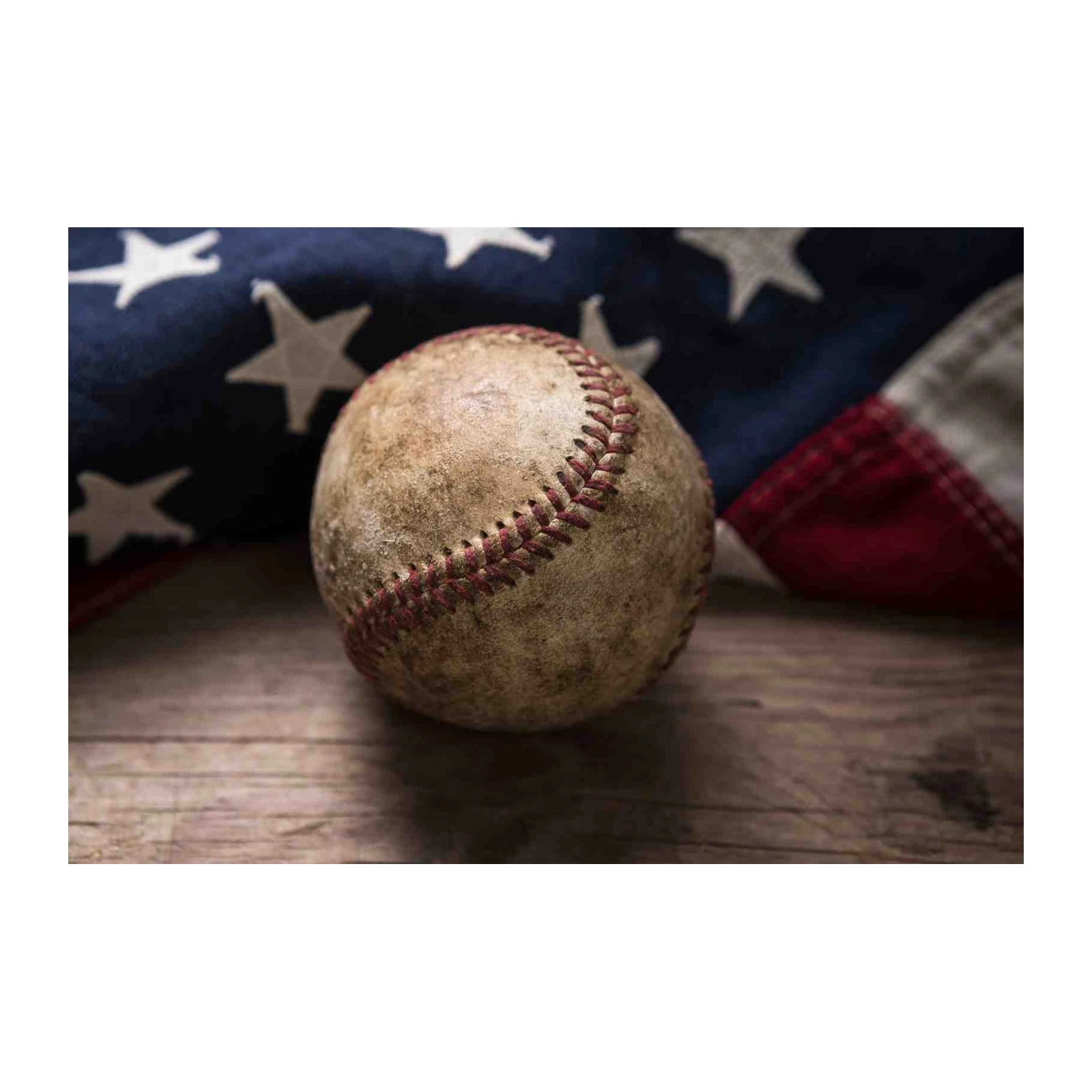 Vintage Baseball & USA Flag Wall Art