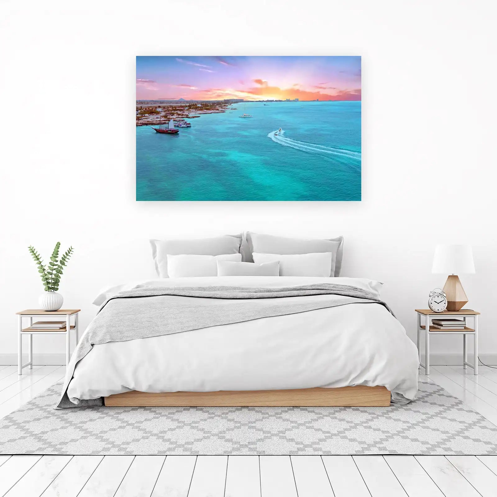 Tropical Sunset Sailboat & Jet Ski Wall Art