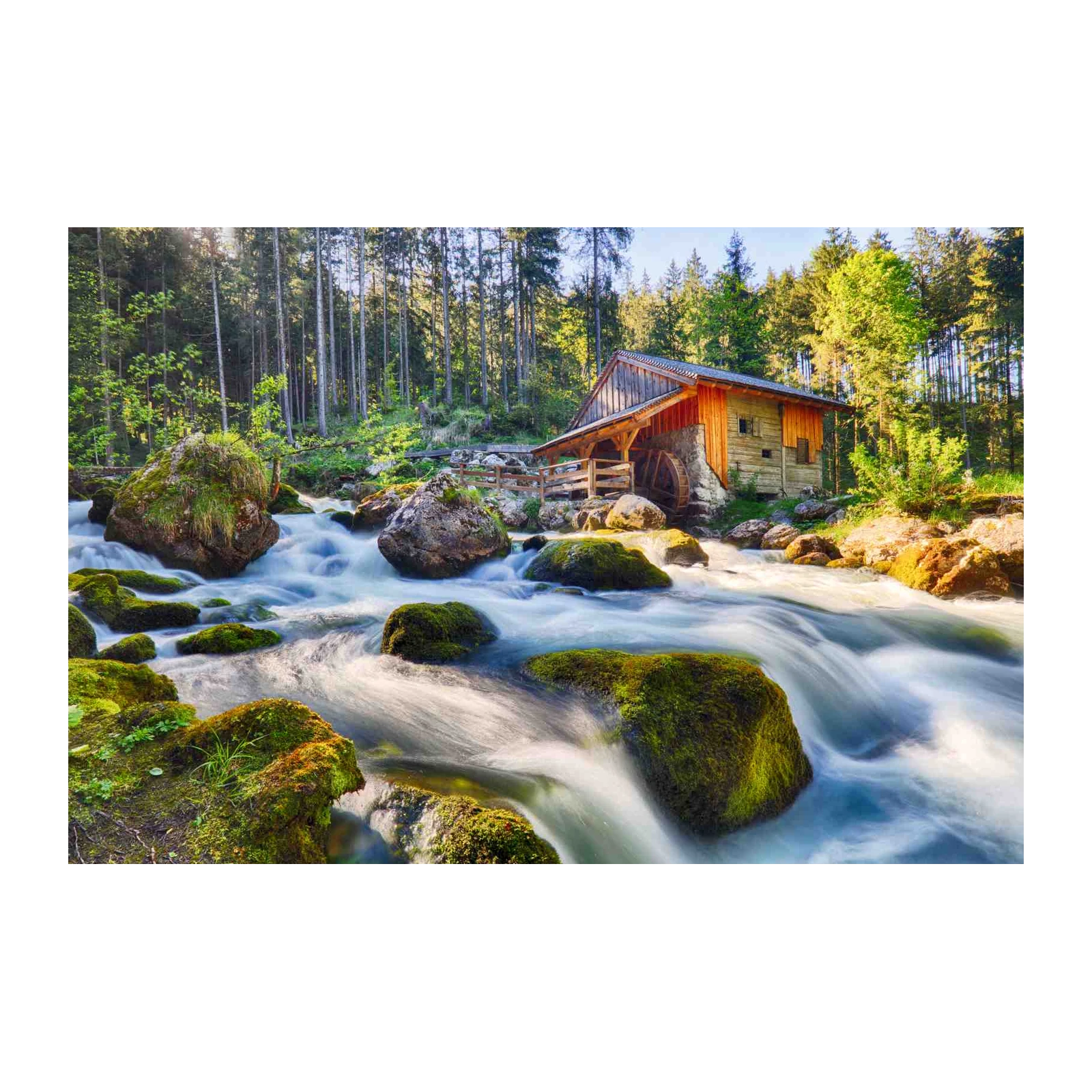 Rustic Mill Waterfall Nature Wall Art