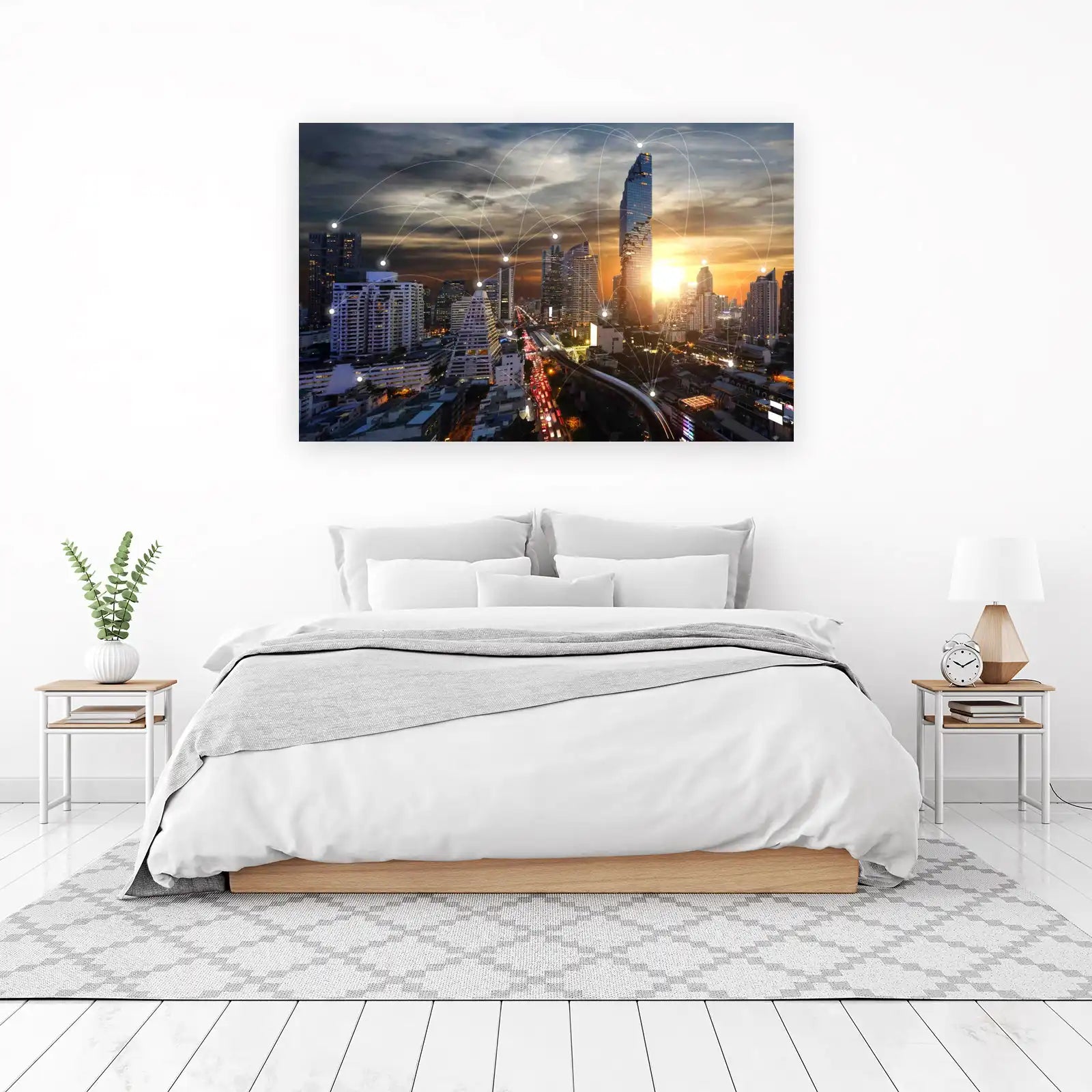 Global Connectivity Cityscape Modern Art Wall Art