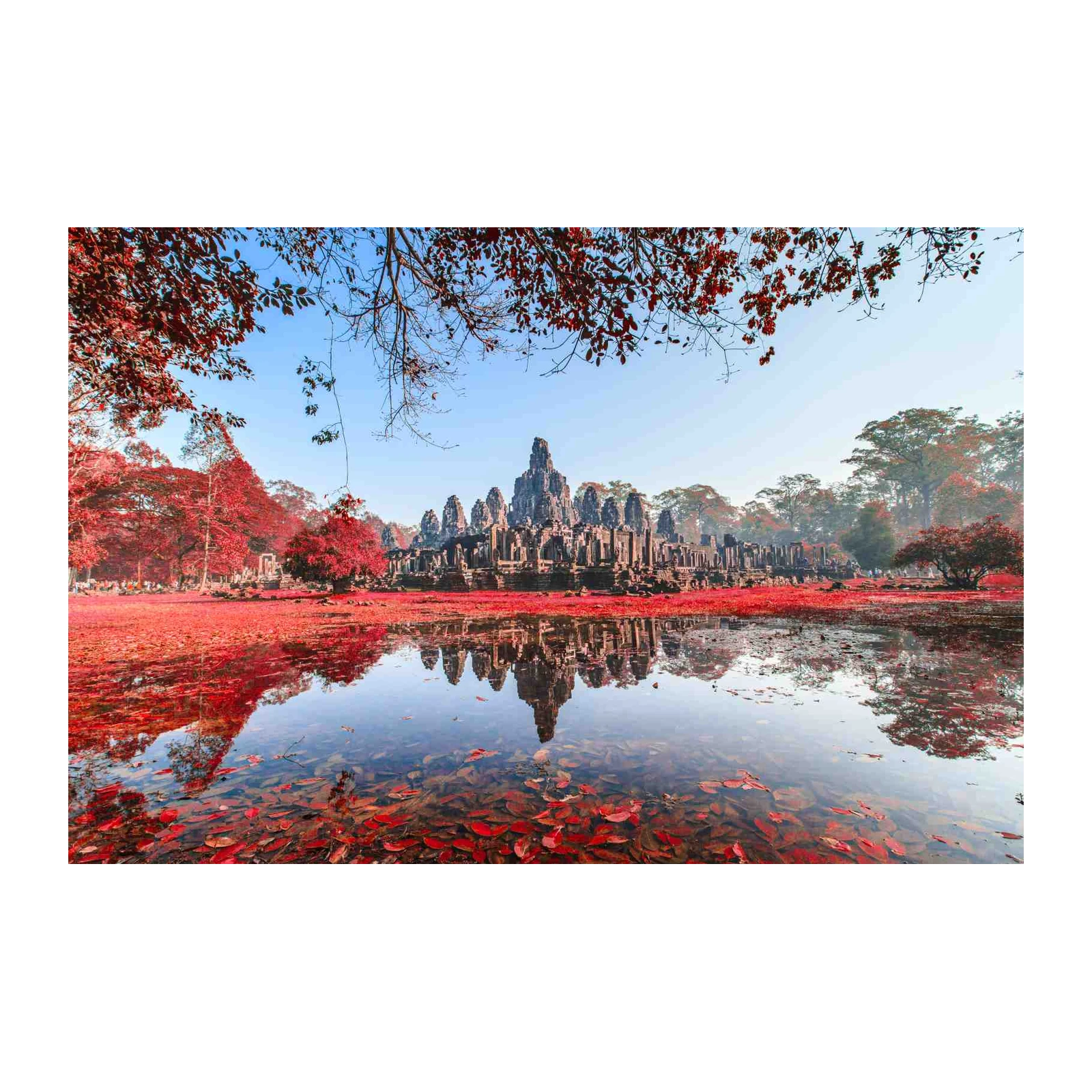 Angkor Wat Red Autumn Reflection Wall Art