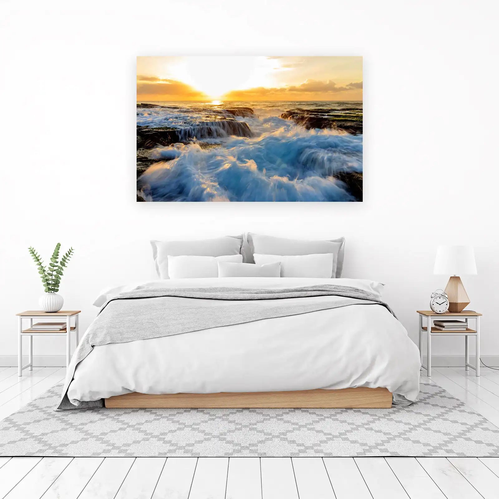Ocean Sunset Waterfall Wall Art