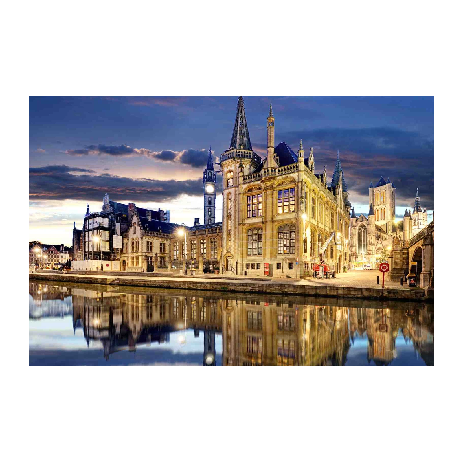 Ghent Canal Twilight Architectural Wall Art