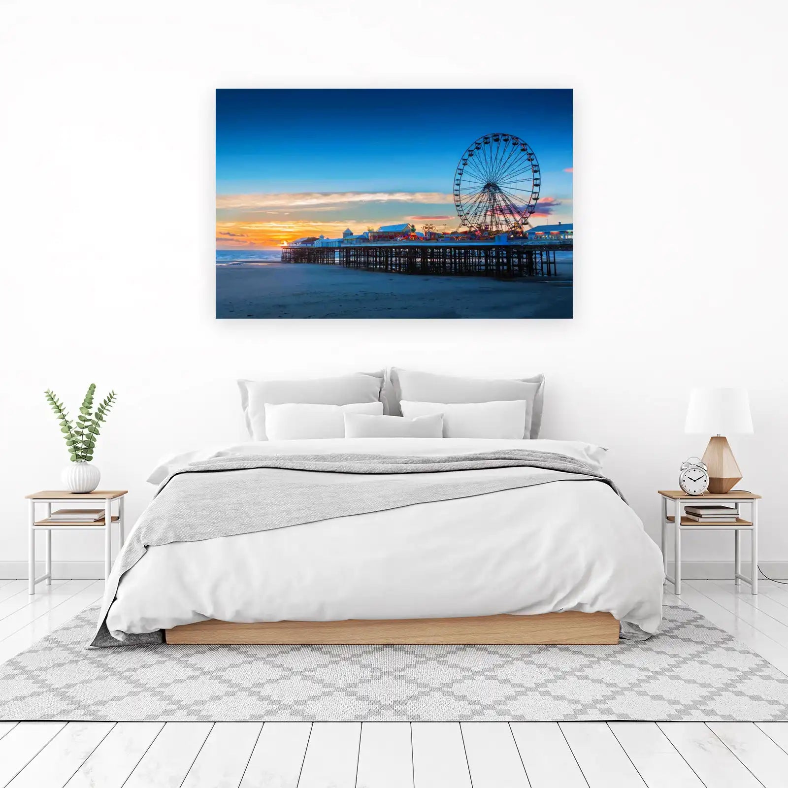 Sunset Ferris Wheel Pier Wall Art