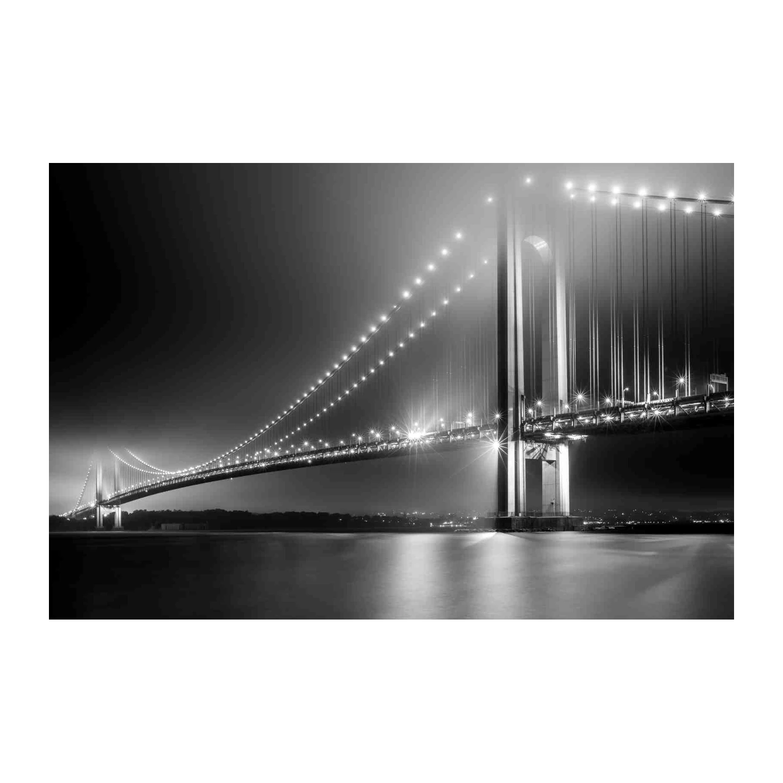 Majestic Bridge Night B&W Wall Art