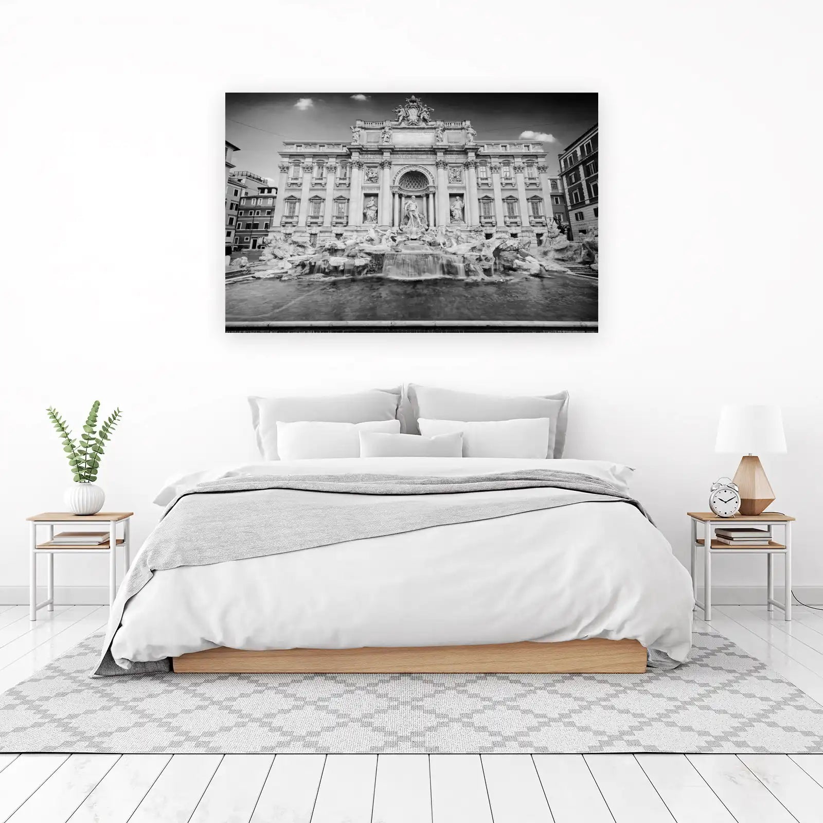 Trevi Fountain B&W Landmark Wall Art