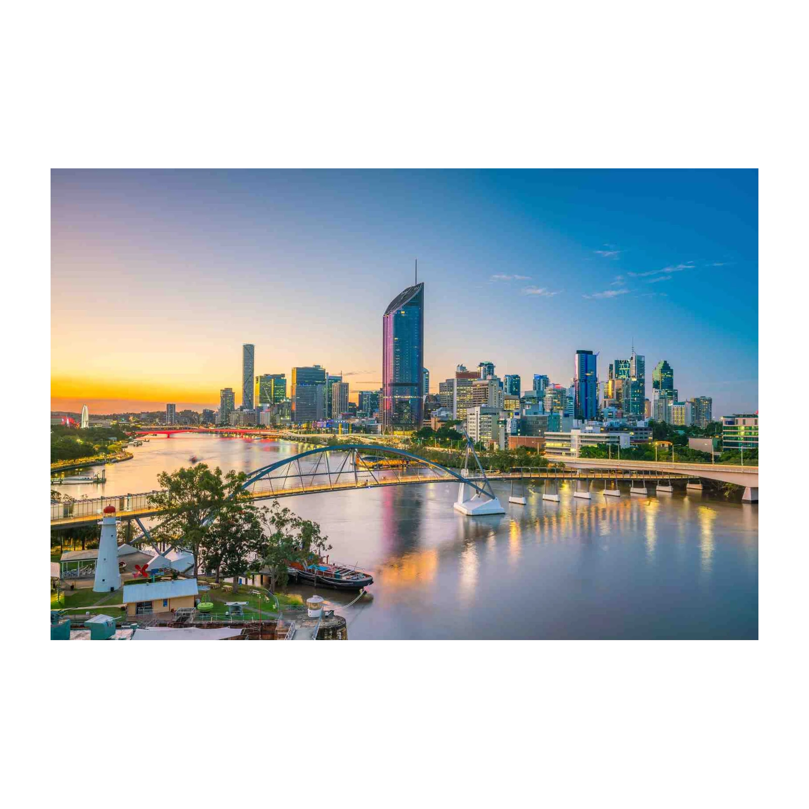 Brisbane Cityscape Sunset River Wall Art