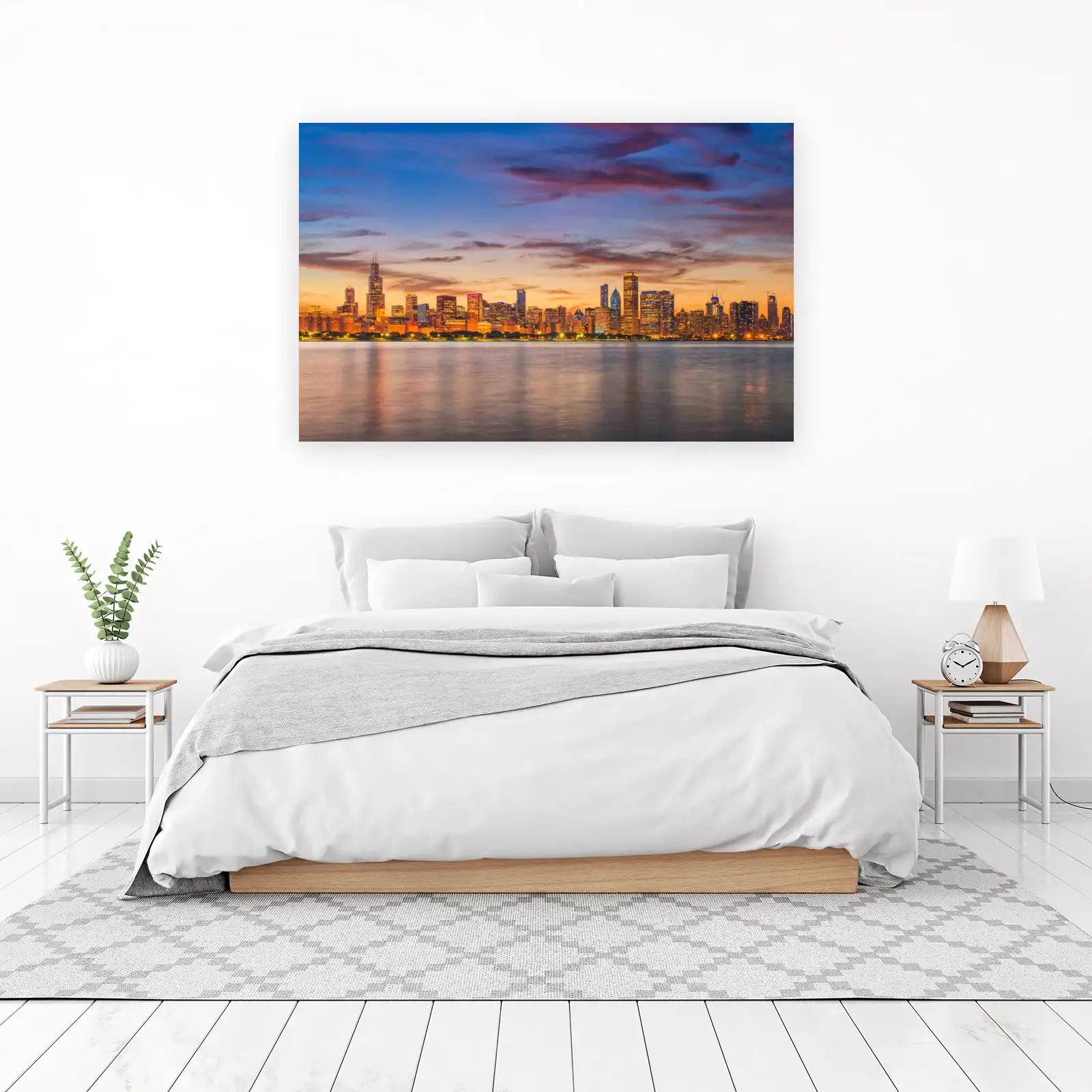 Chicago Skyline Sunset Wall Art - Cityscape Art