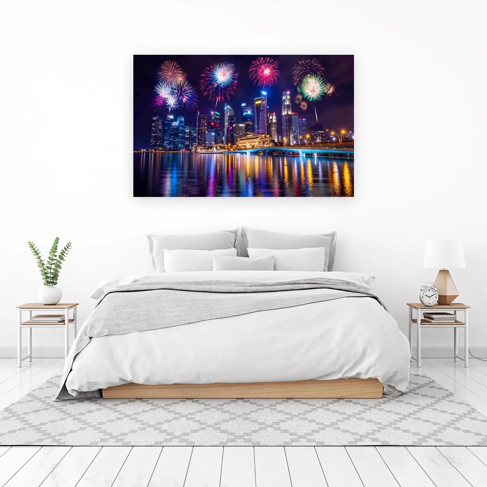 Vibrant City Fireworks Wall Art