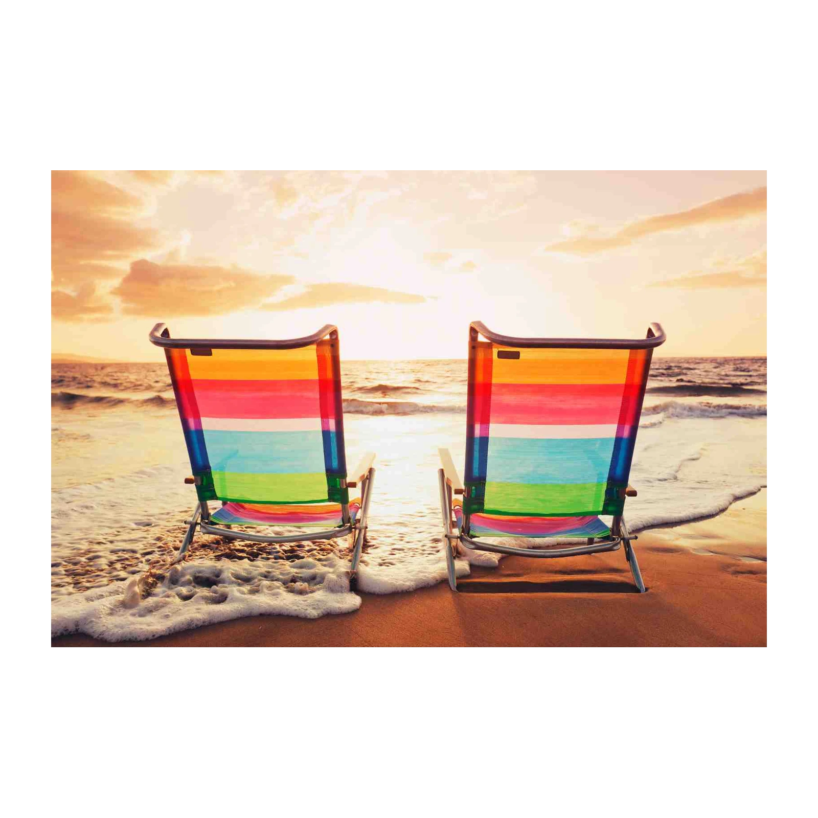Sunset Beach Chairs Tropical Vibes Wall Art