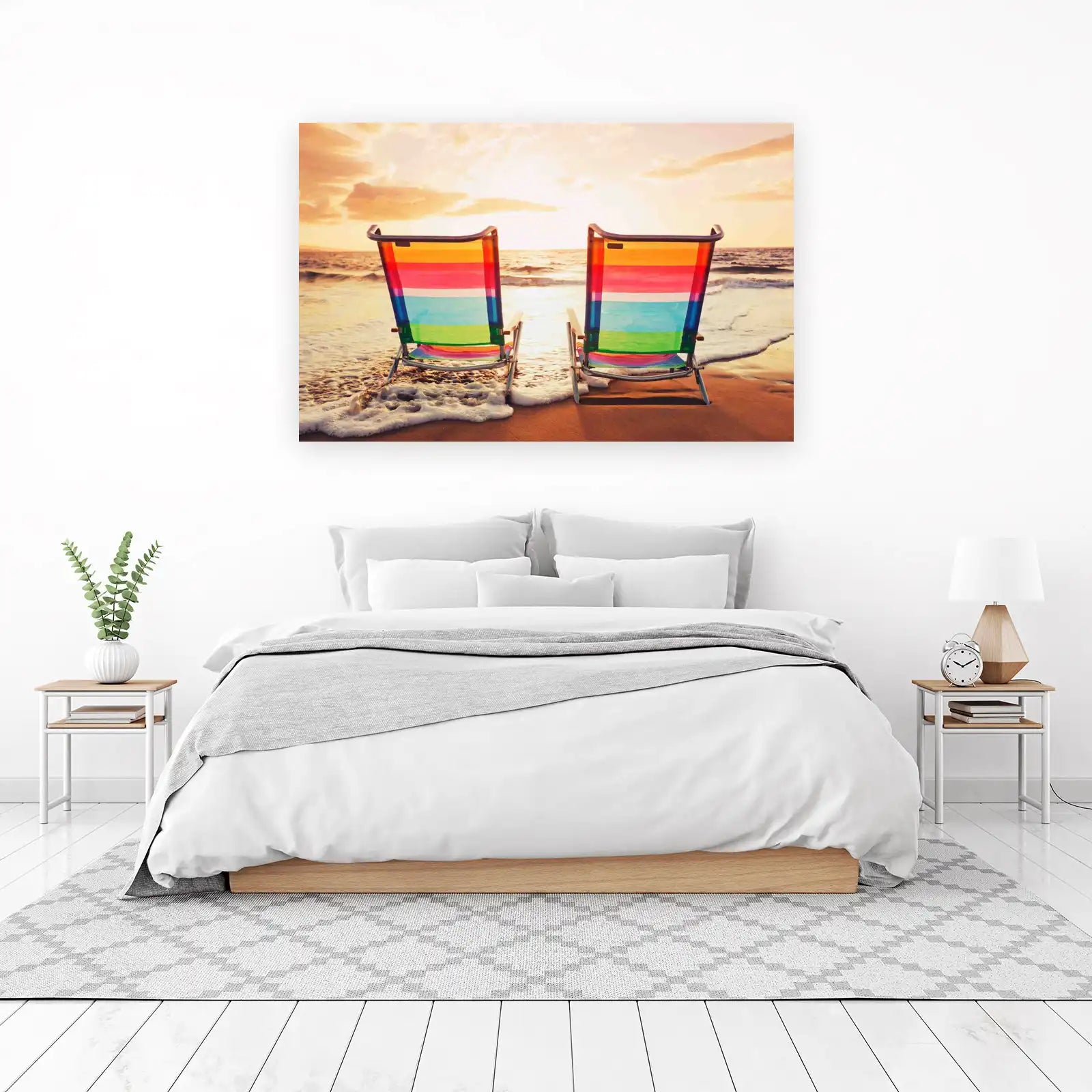 Sunset Beach Chairs Tropical Vibes Wall Art
